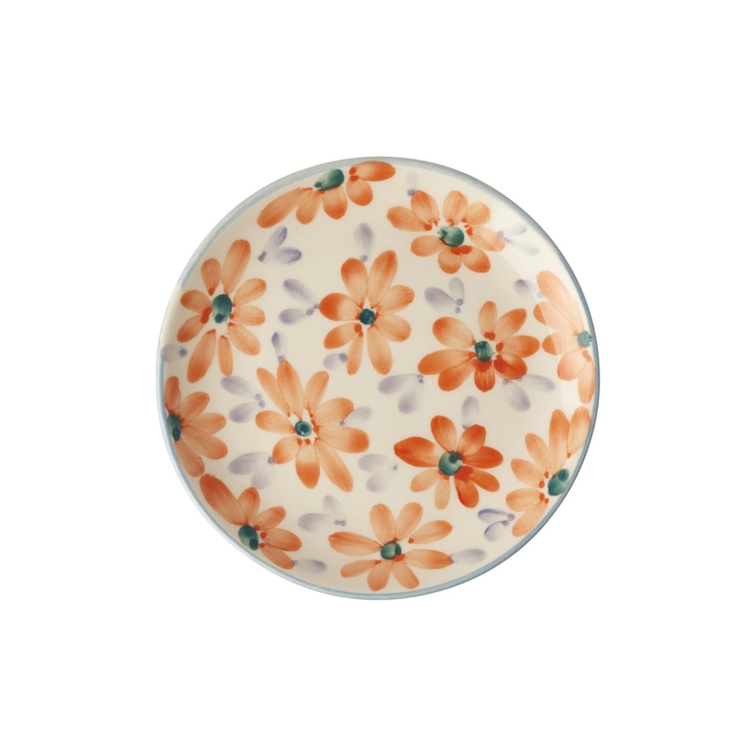 Keramik Kuchenteller "Flowers" (Bunt/Orange)