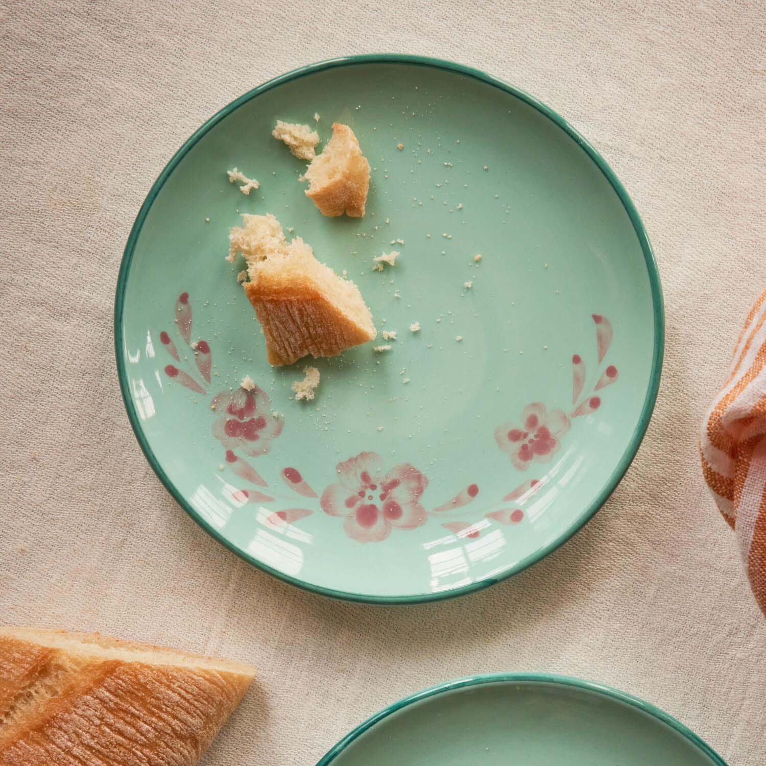 Keramik Kuchenteller "Flower Vine" (Grün/Pink)