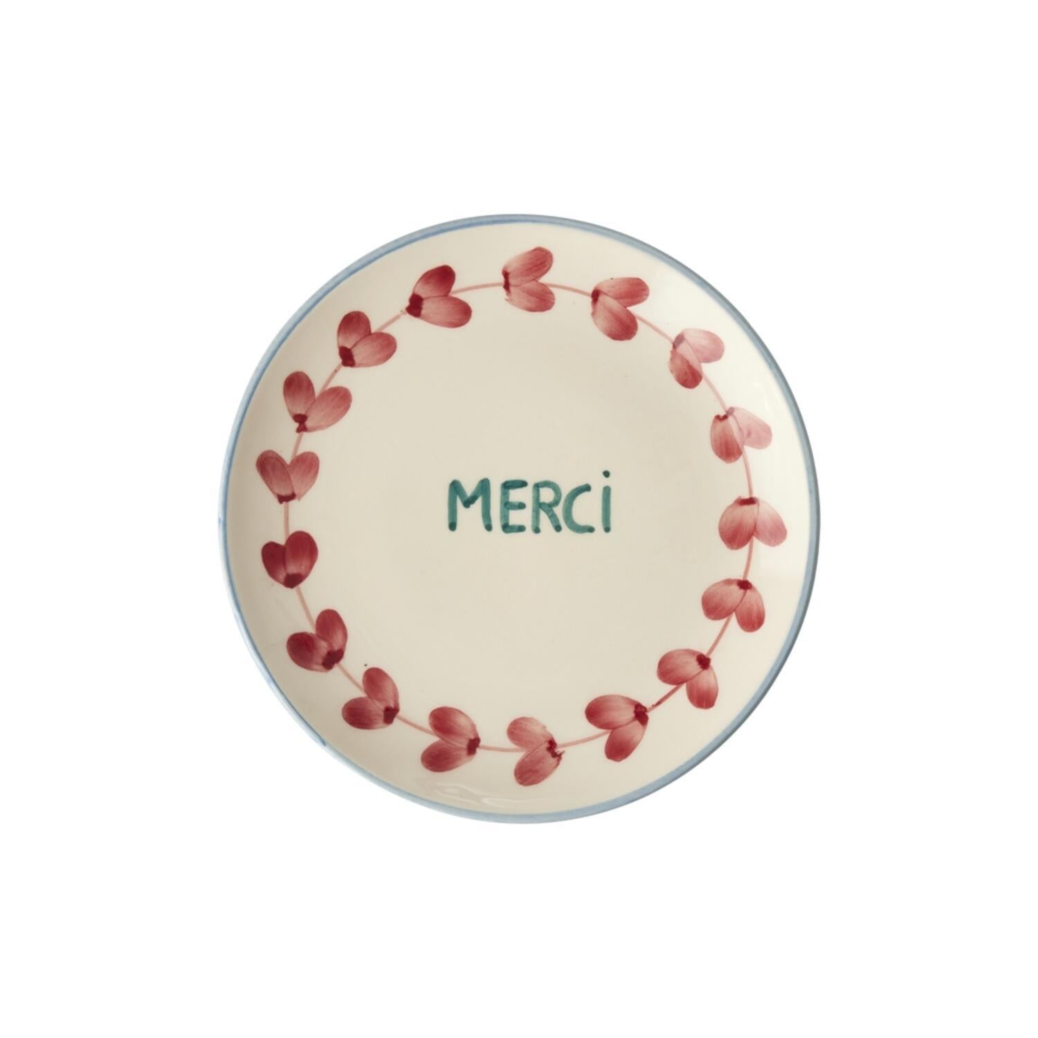 Keramik Kuchenteller "Merci" (Bunt)