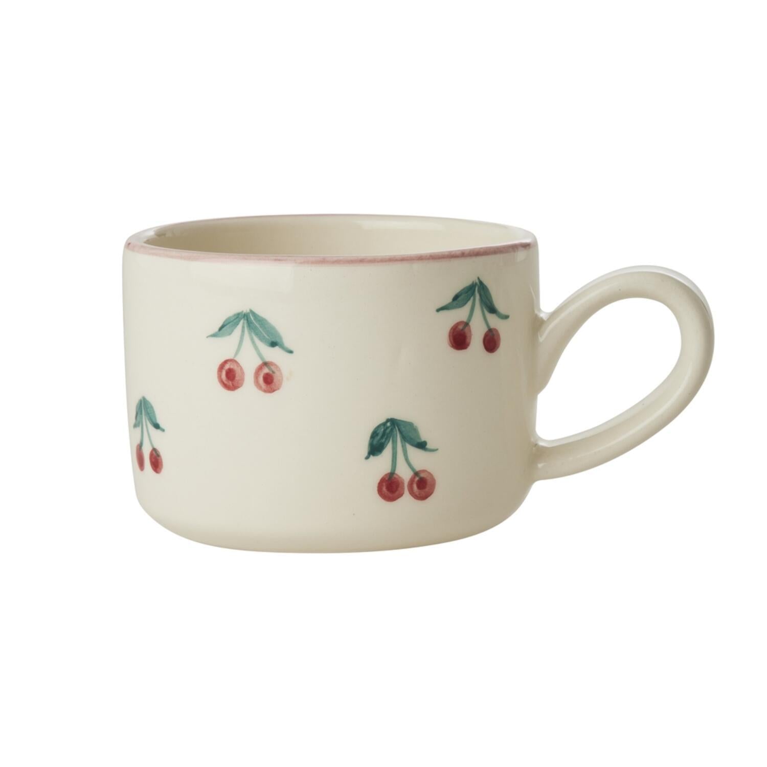 Keramik Cappuccino-Tasse "Cherries" (Weiß) Rice