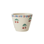 Keramik Espressotasse oval "Cherries" (Weiß)