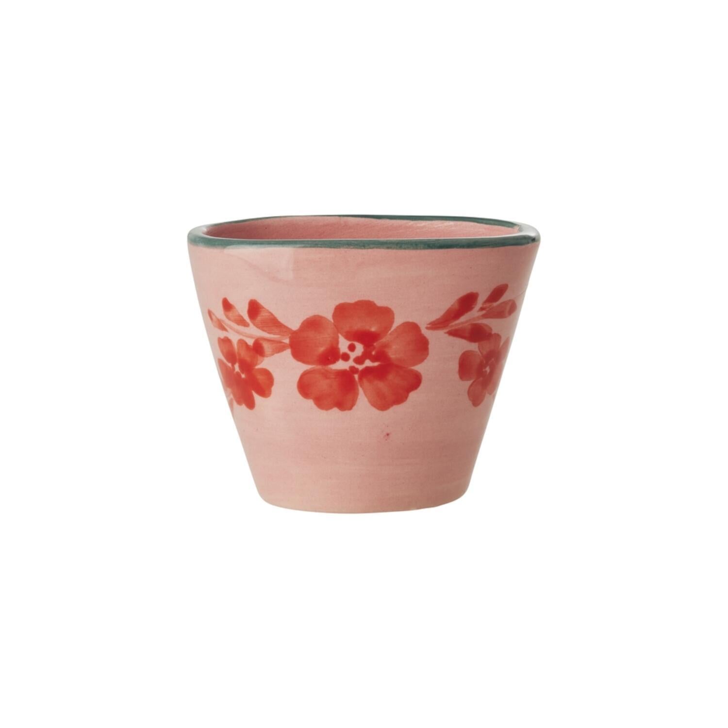 Keramik Espressotasse "Flower Vine" (Pink/Orange) Rice