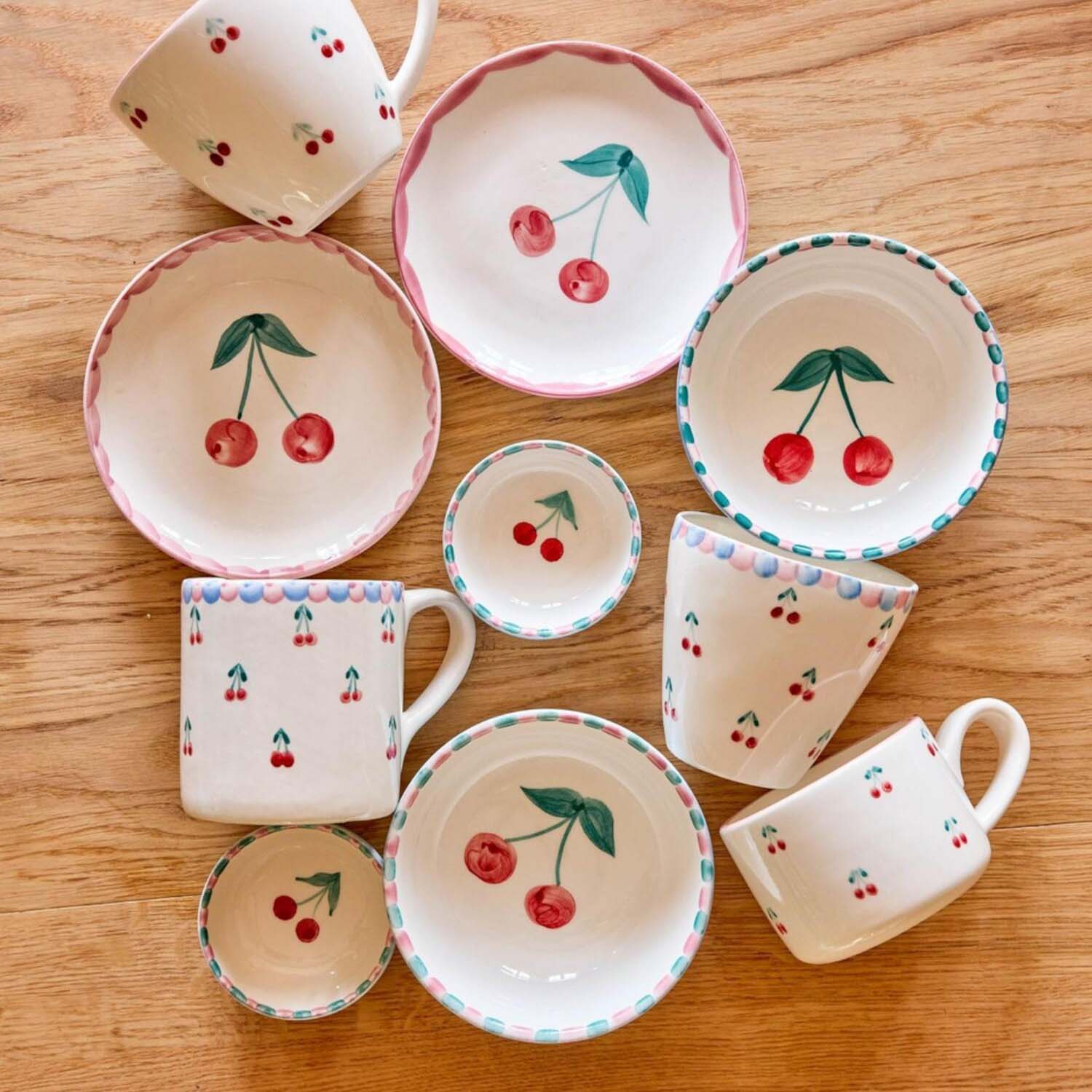 Jumbo Tasse aus Keramik "Cherries" - 420 ml (Weiß/Rot) Rice