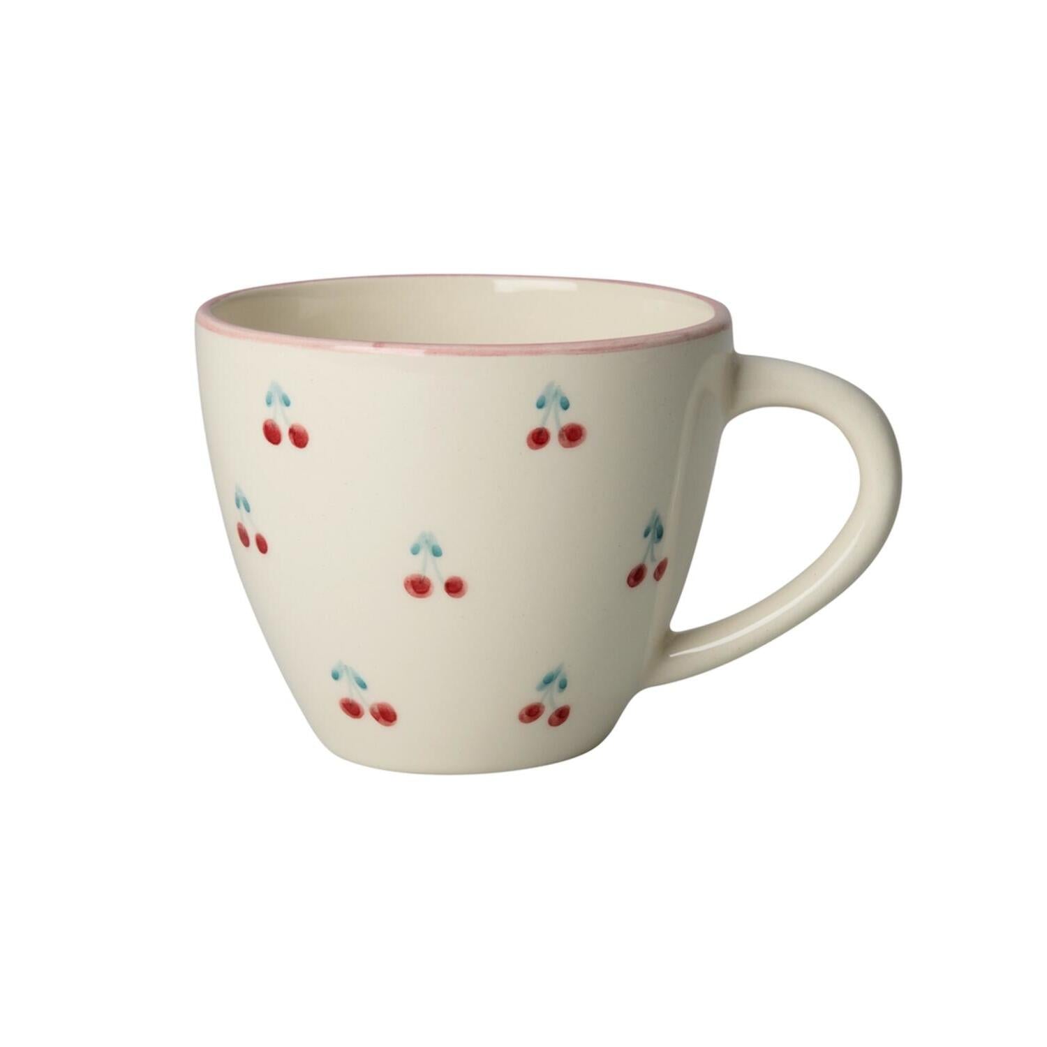 Jumbo Tasse aus Keramik "Cherries" - 420 ml (Weiß/Rot) Rice