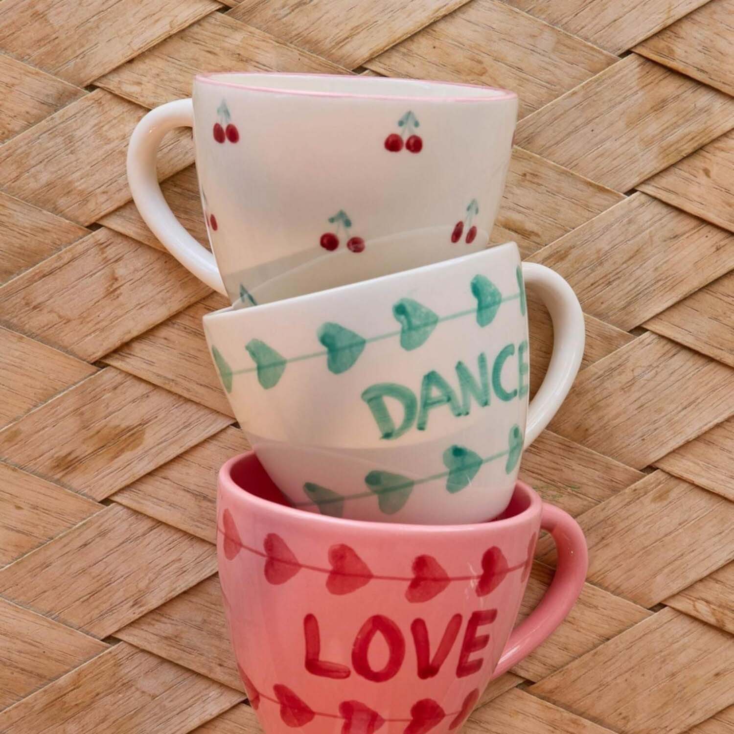 Jumbo Tasse aus Keramik "Love" - 420 ml (Pink/Rot) Rice