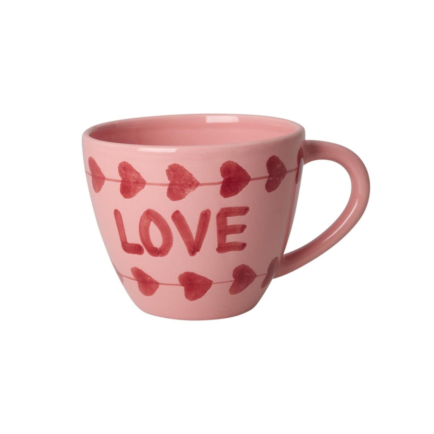 Jumbo Tasse aus Keramik "Love" - 420 ml (Pink/Rot) Rice