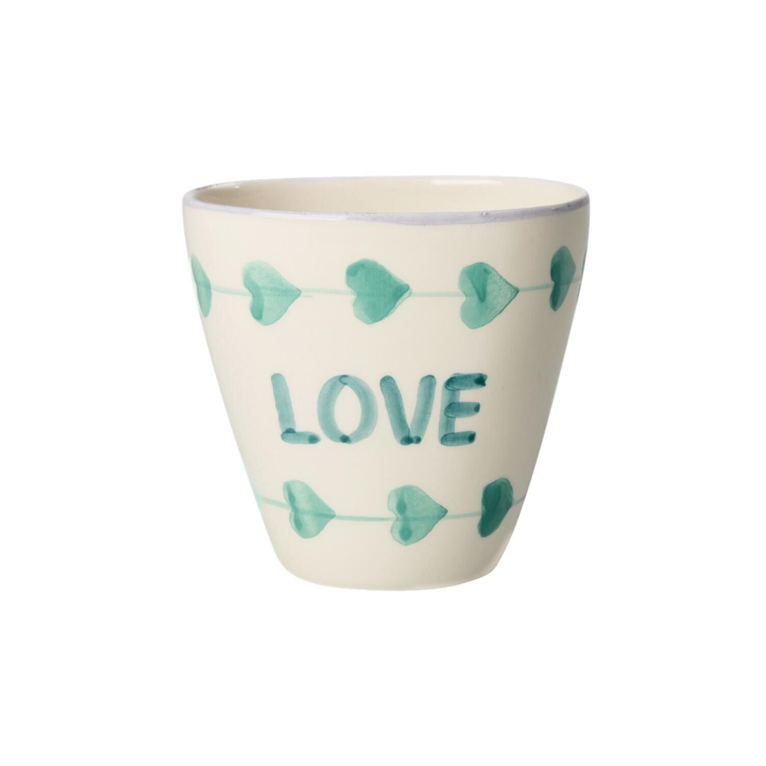 Keramiktasse "Love" - 300 ml (Weiß/Grün) Rice