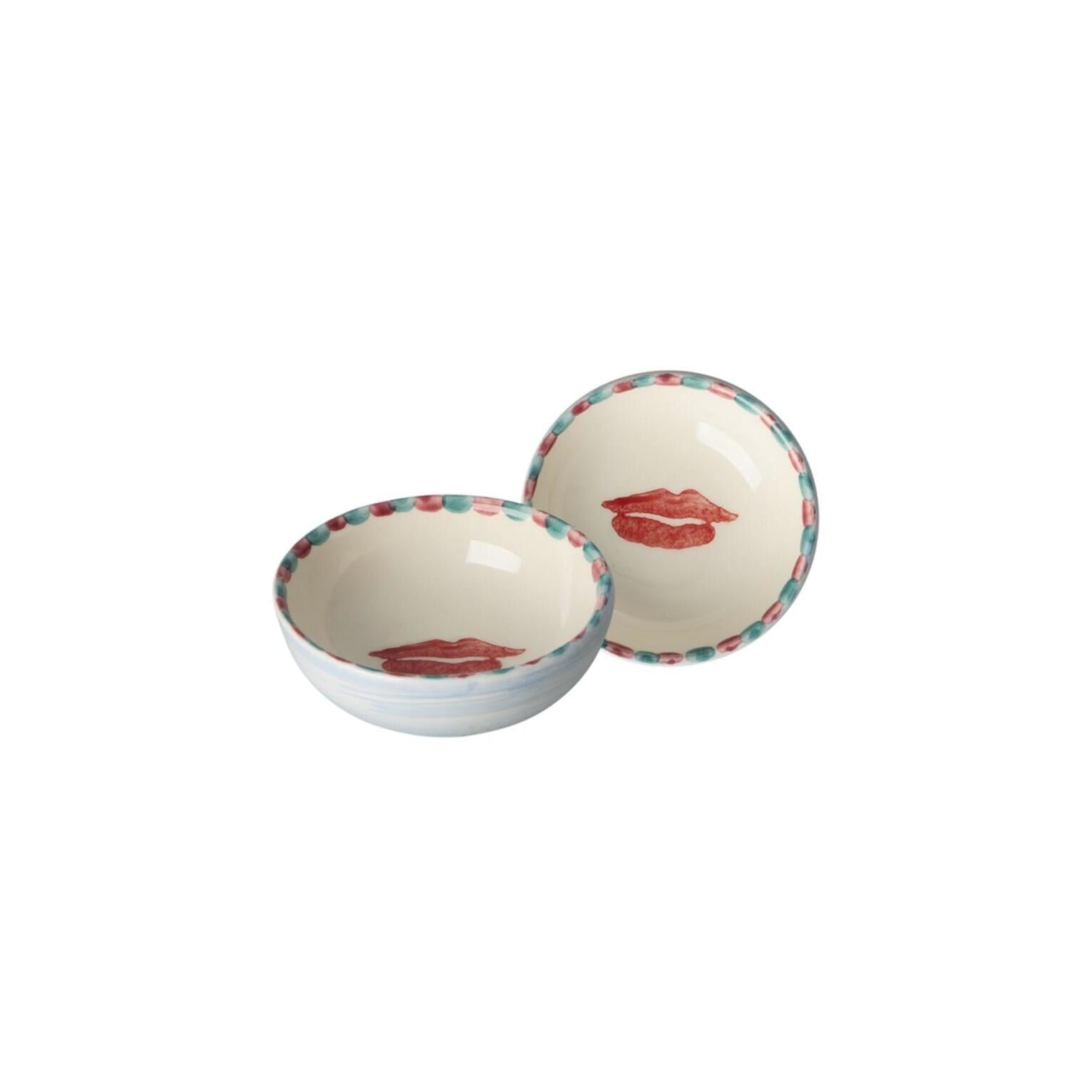 Keramikschale "Lips" - 100 ml (Weiß/Rot) Rice