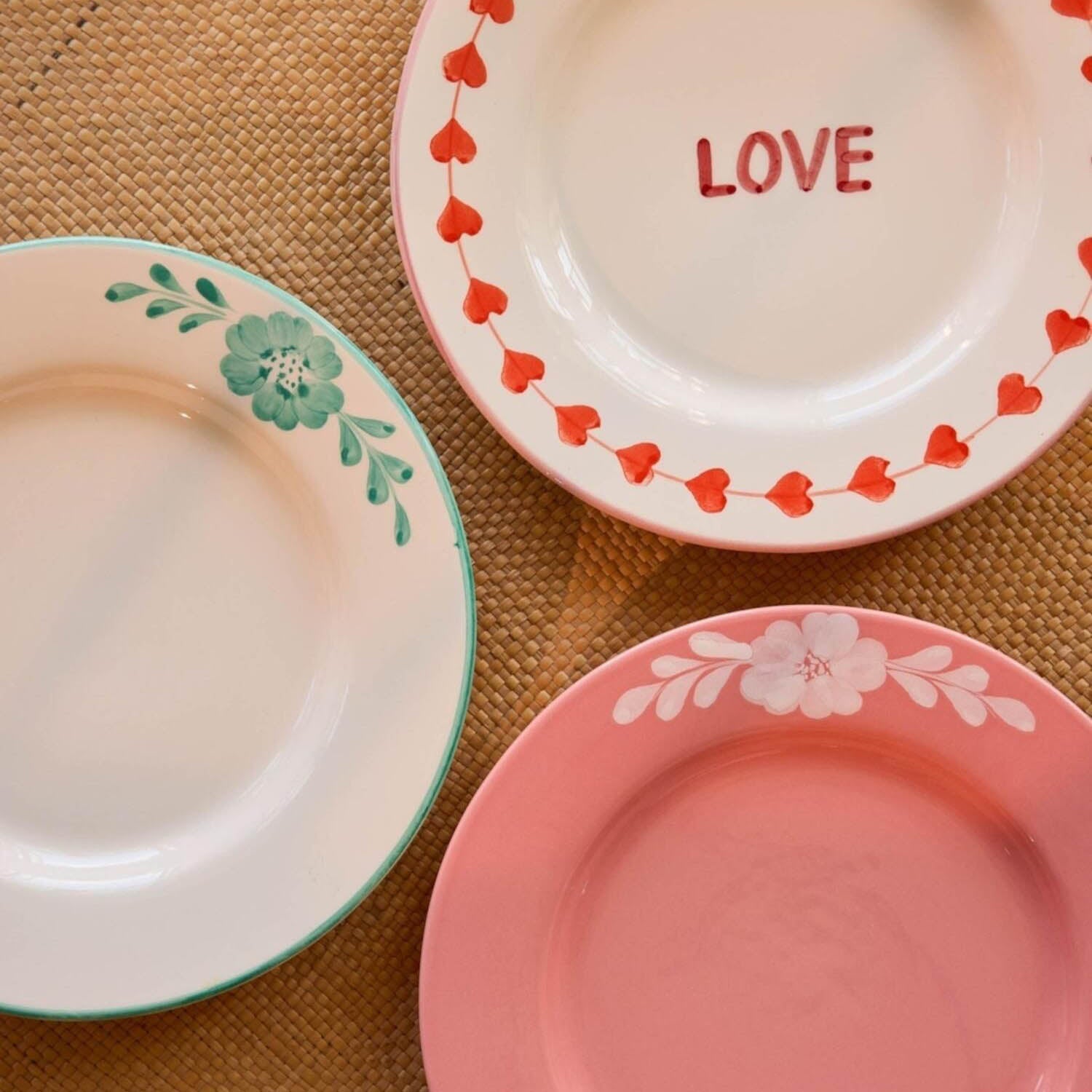 Essteller aus Keramik "Love" - 26 cm (Weiß/Rot) Rice