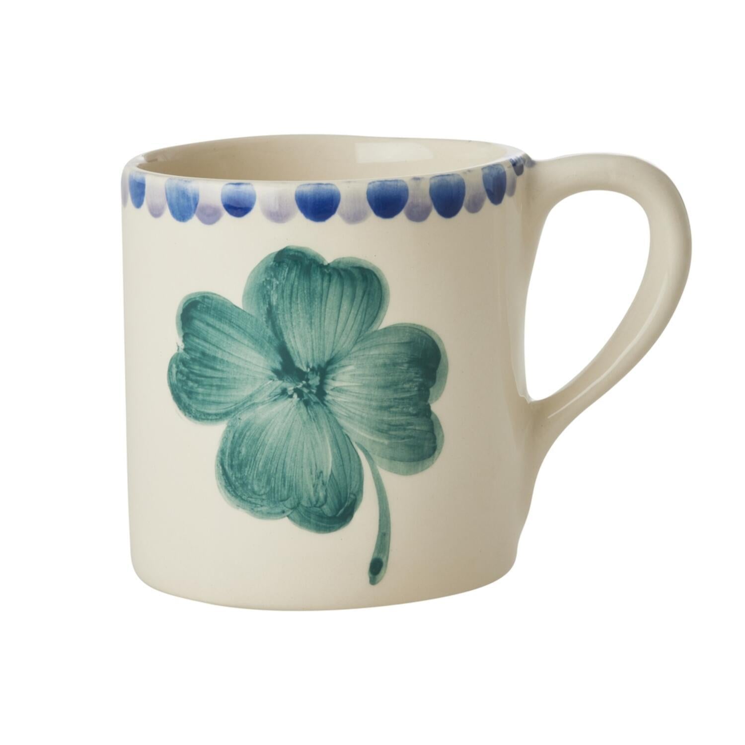 Keramik Tasse "Good Luck" (Weiß/Grün)