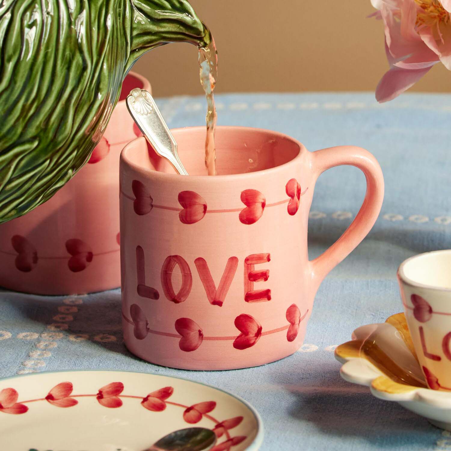 Keramik Tasse "Love" (Pink/Rot)