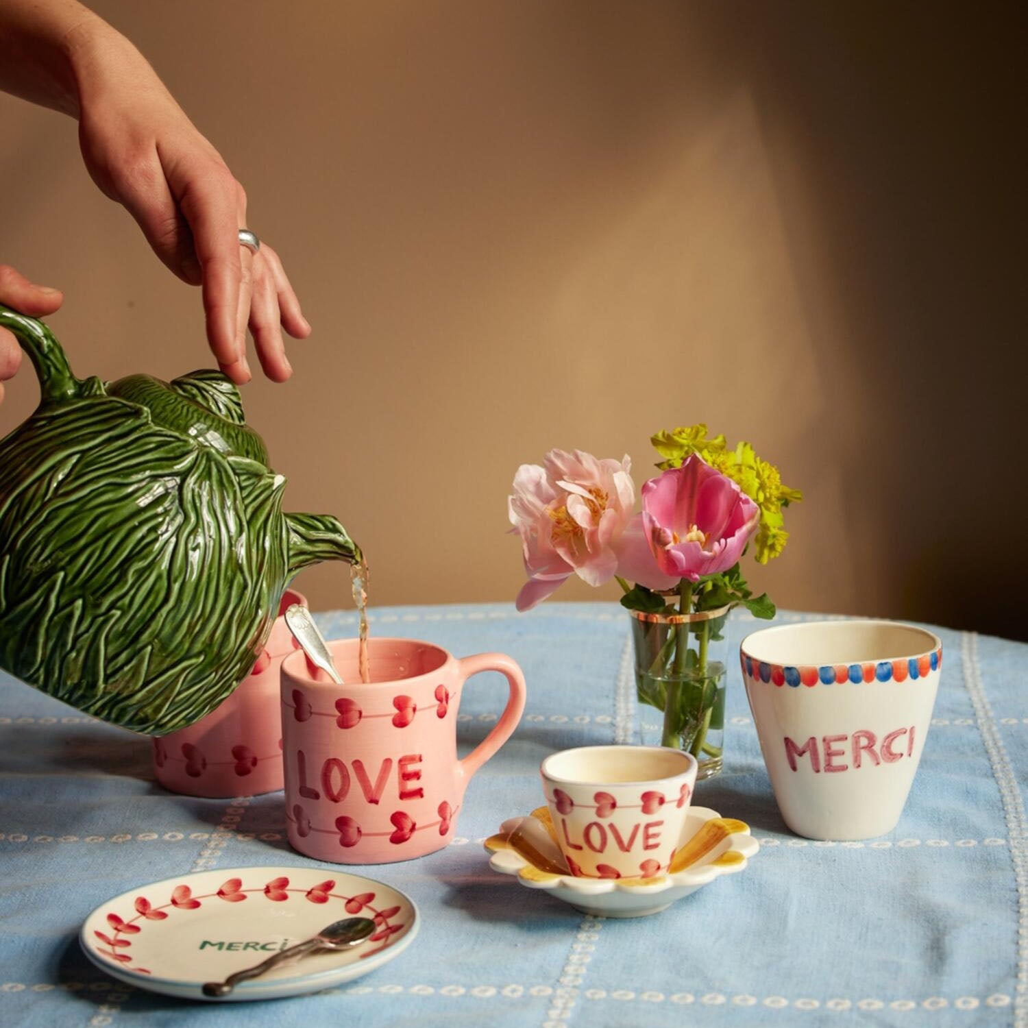 Keramik Tasse "Love" (Pink/Rot)