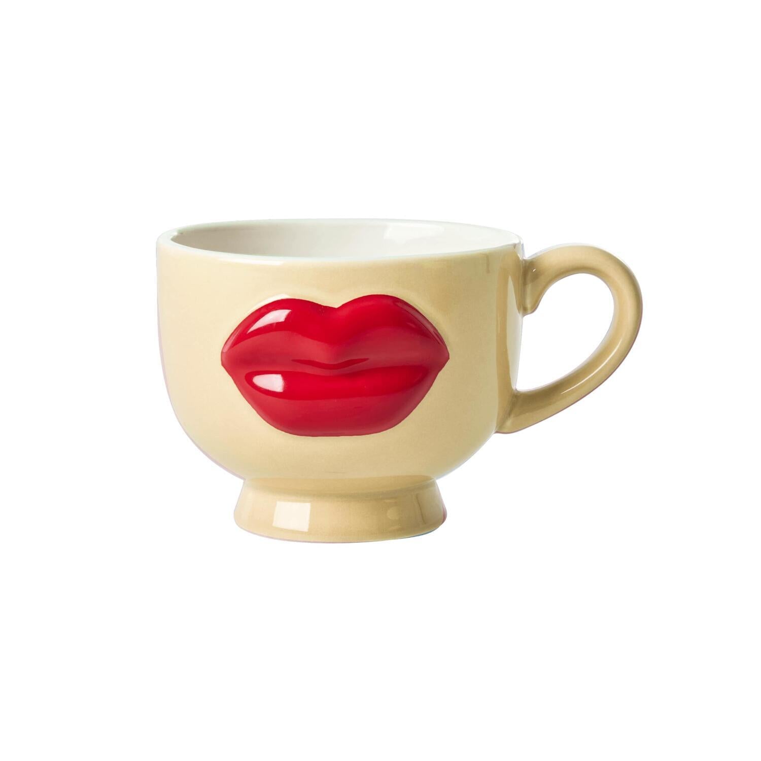 Tasse "Embossed Red Lips" - 250 ml (Creme/Rot) Rice