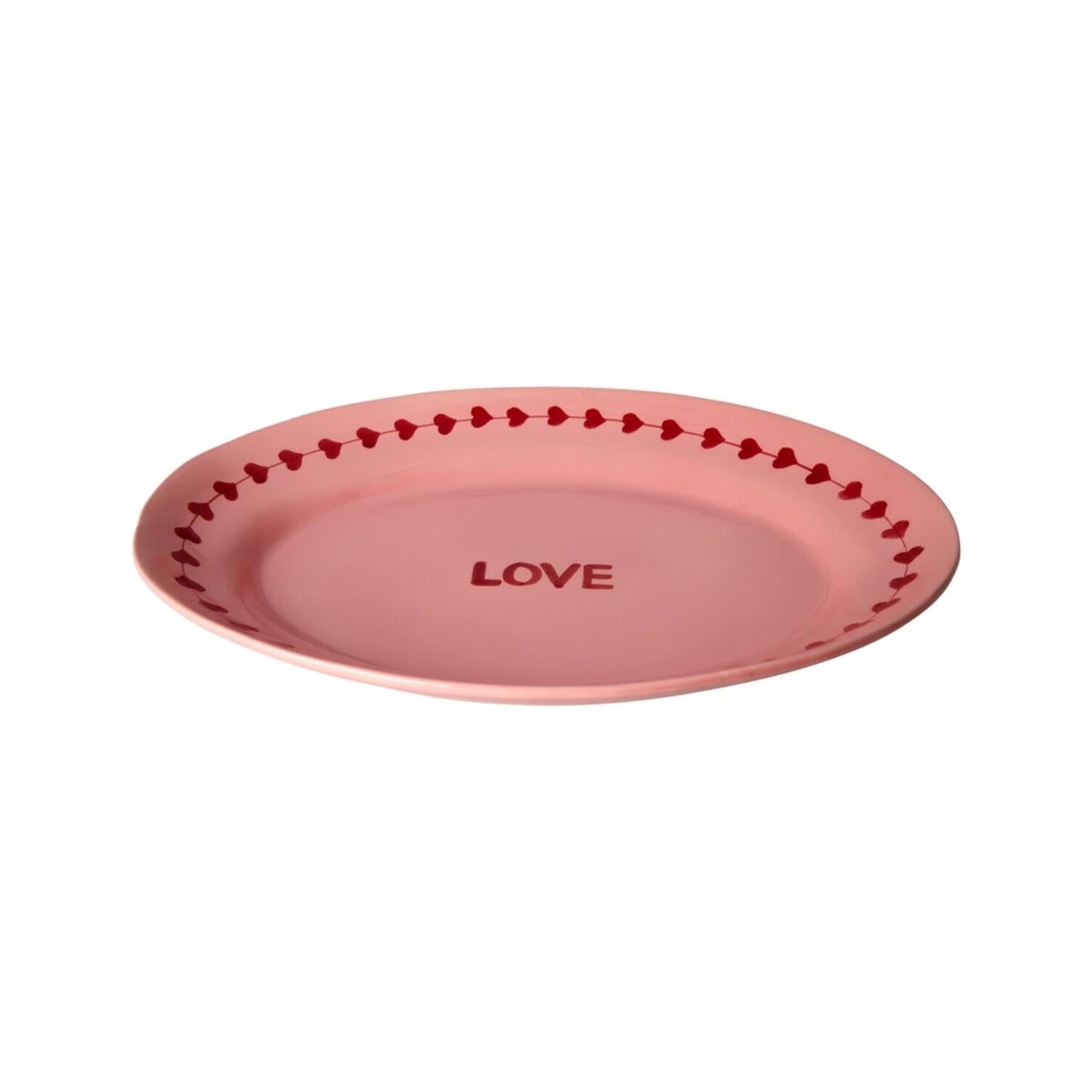 Servierplatte aus Keramik "Love" - L (Rosa) Rice
