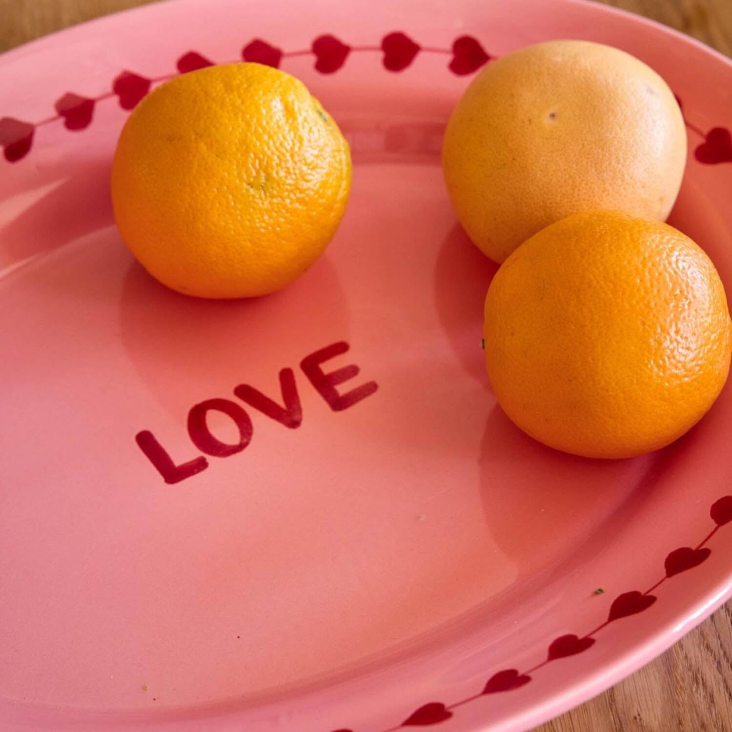 Servierplatte aus Keramik "Love" - L (Rosa) Rice