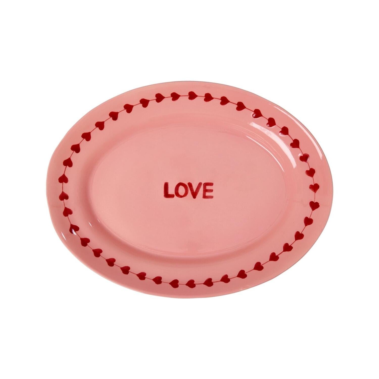 Servierplatte aus Keramik "Love" - L (Rosa) Rice