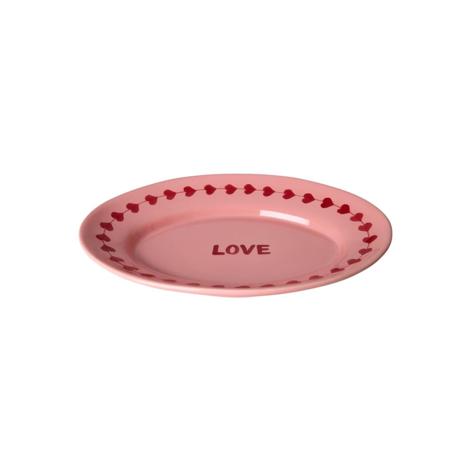 Servierplatte aus Keramik "Love" - M (Rosa) Rice