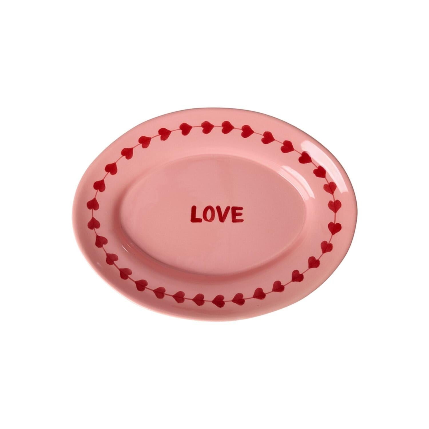 Servierplatte aus Keramik "Love" - M (Rosa) Rice