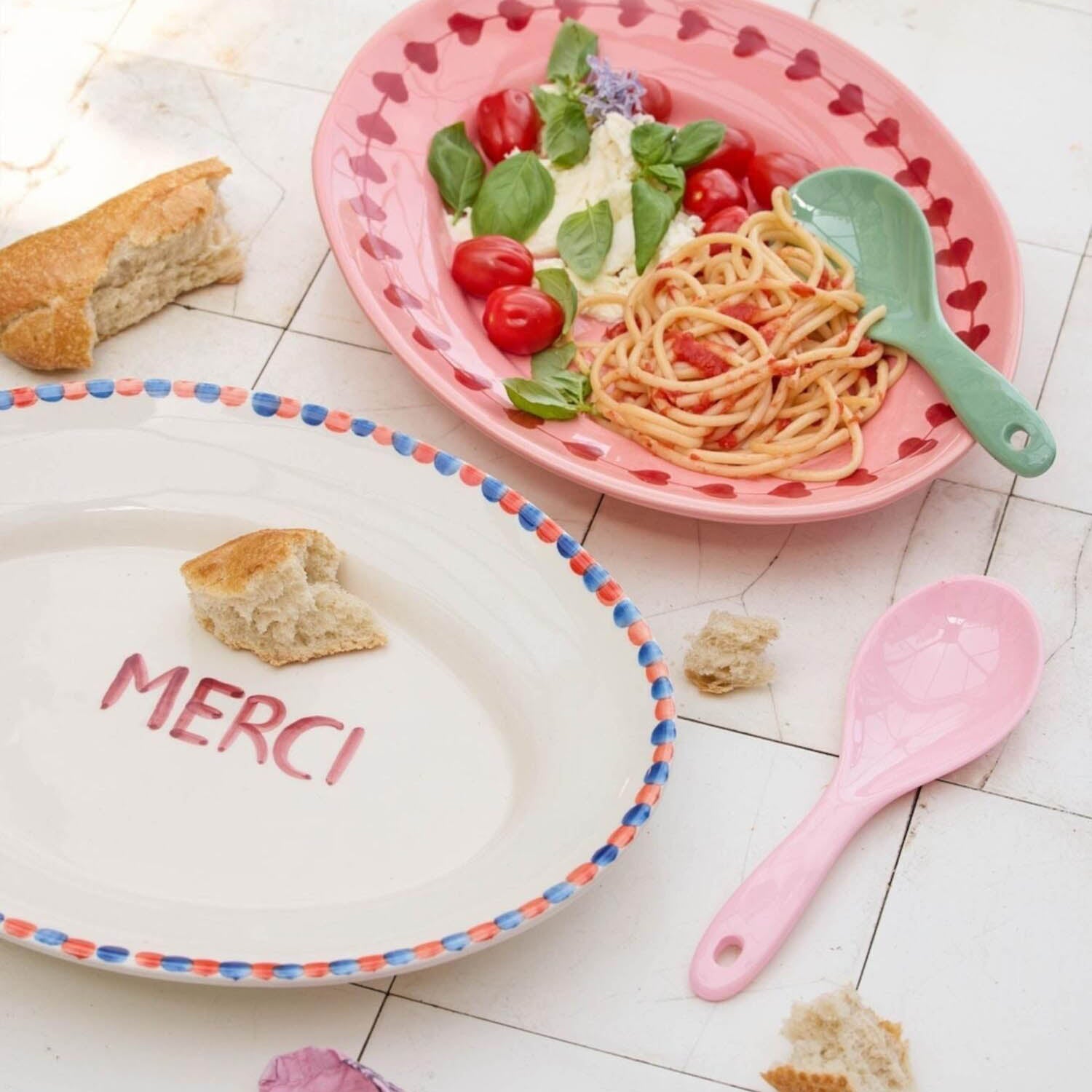 Servierplatte aus Keramik "Merci" - M (Weiß) Rice