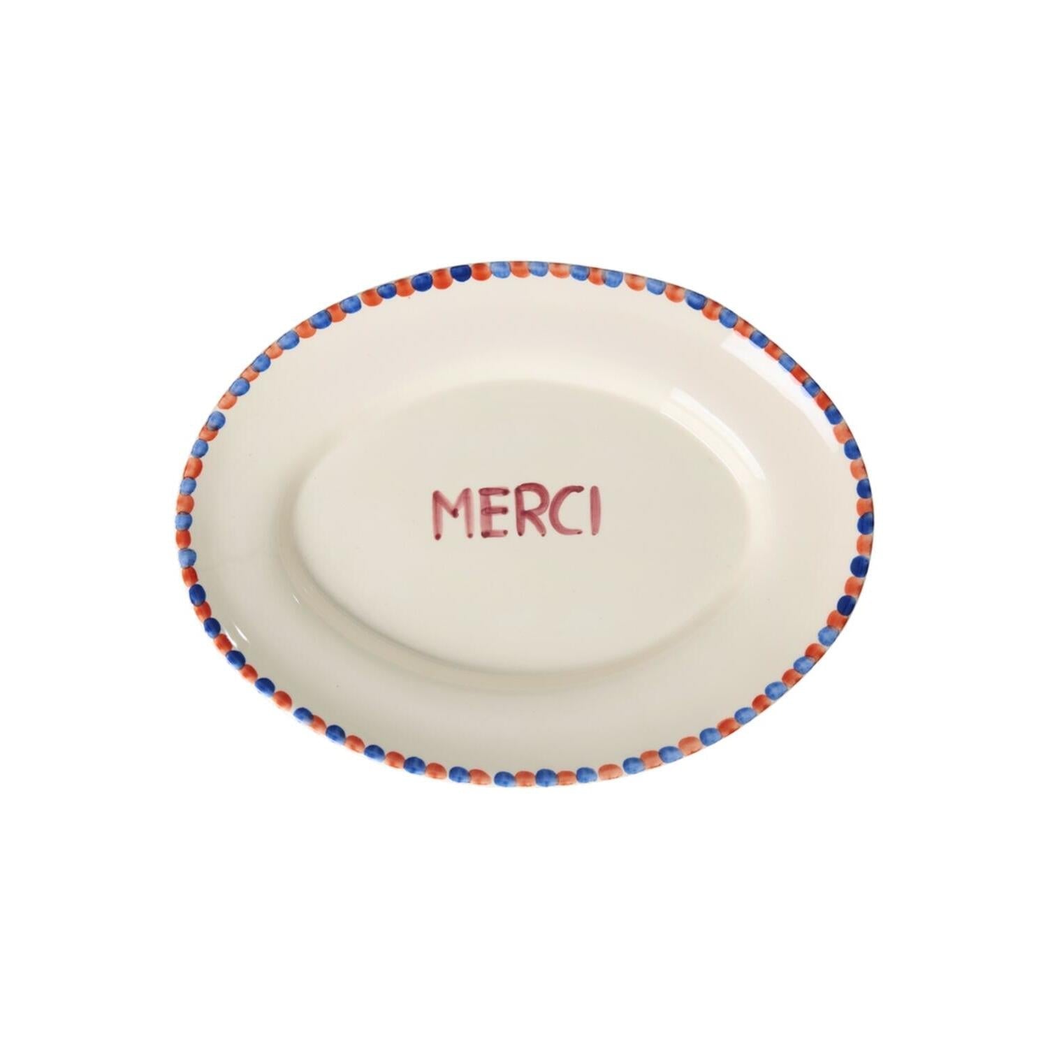 Servierplatte aus Keramik "Merci" - M (Weiß) Rice