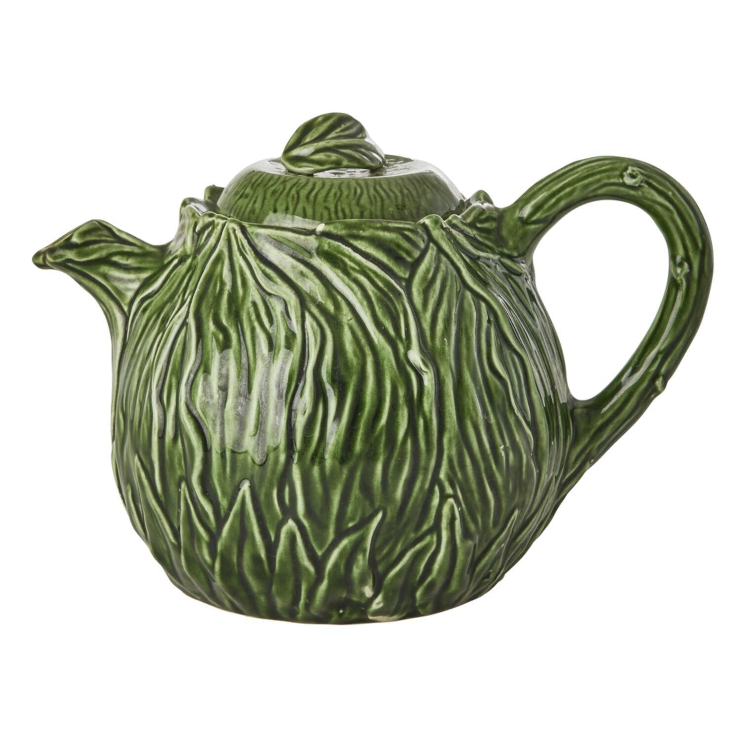 Keramik Teekanne "Embossed Leave" (Grün)
