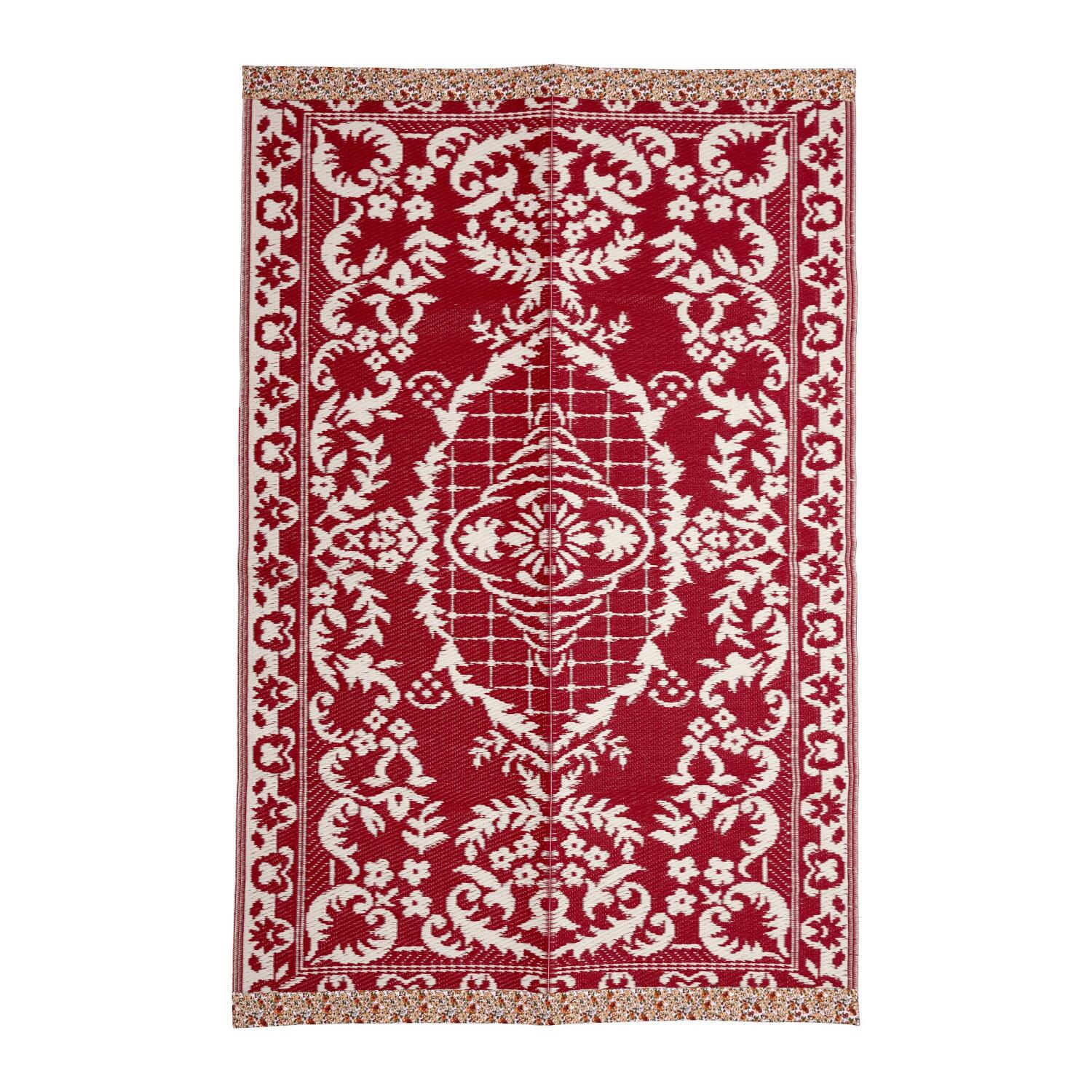 Teppich aus recyceltem Kunststoff "Flowers" - 180x120 cm (Rot)