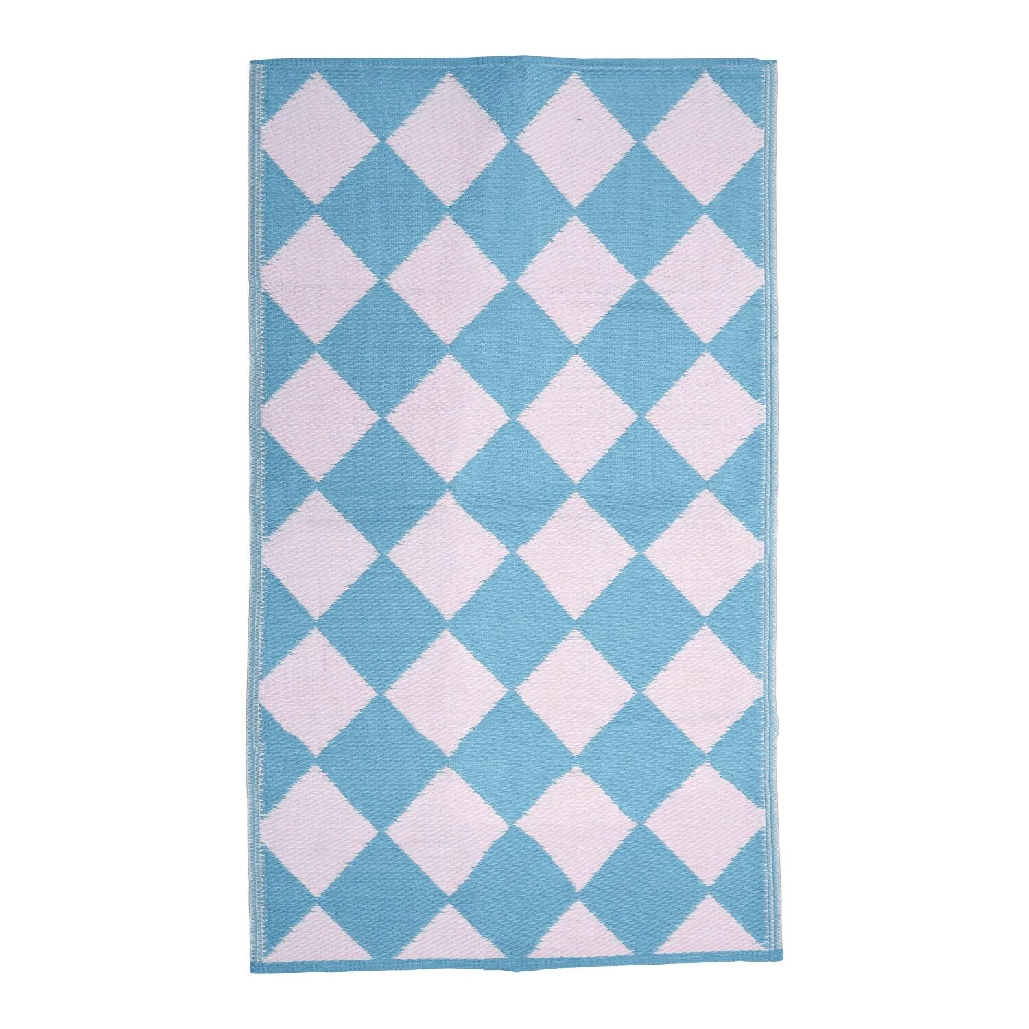 Läufer aus recyceltem Kunststoff "Harlequin" - 150x90 cm (Blau)