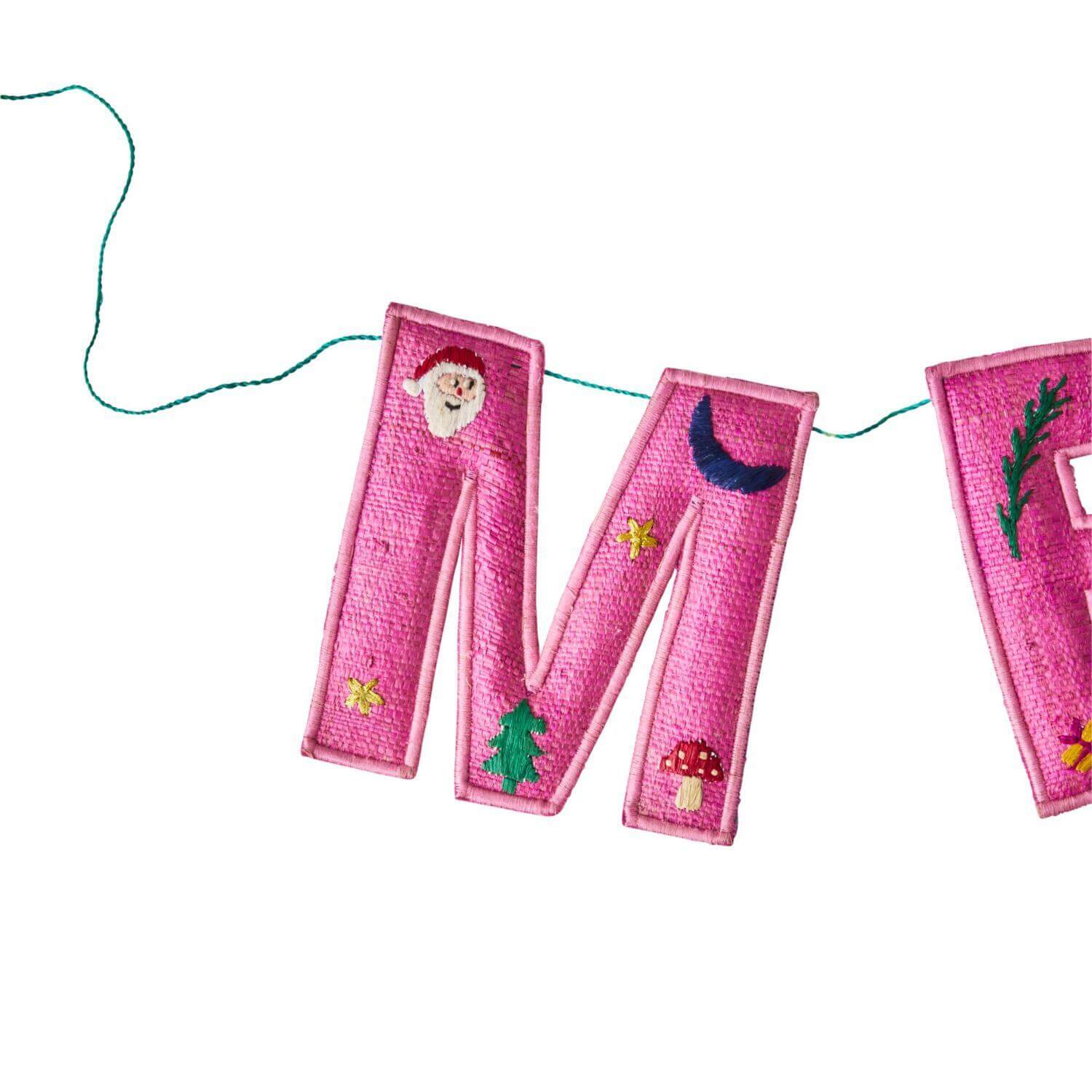 Weihnachtsgirlande "HAPPY XMAS" (Pink)