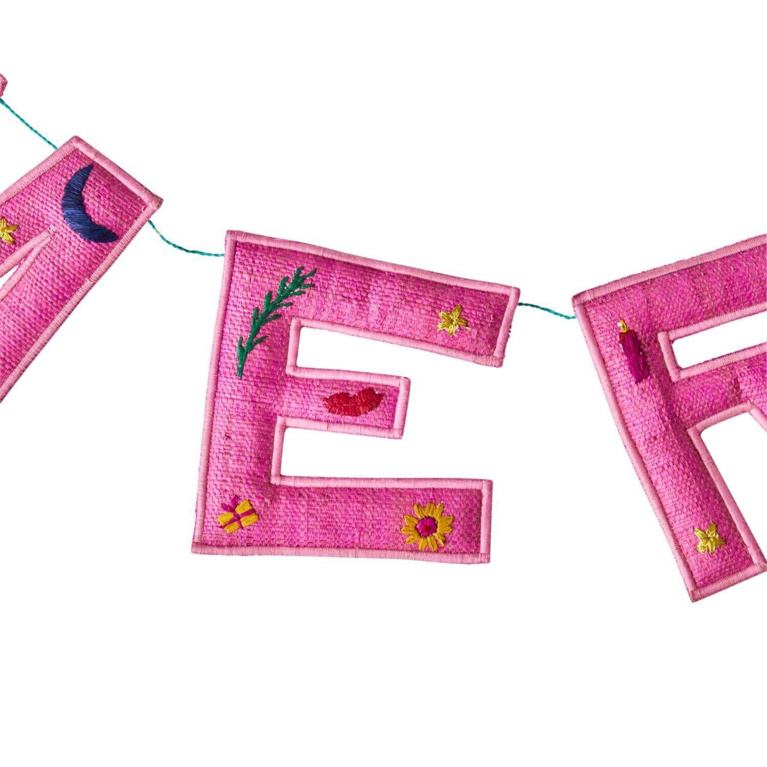 Weihnachtsgirlande "HAPPY XMAS" (Pink)