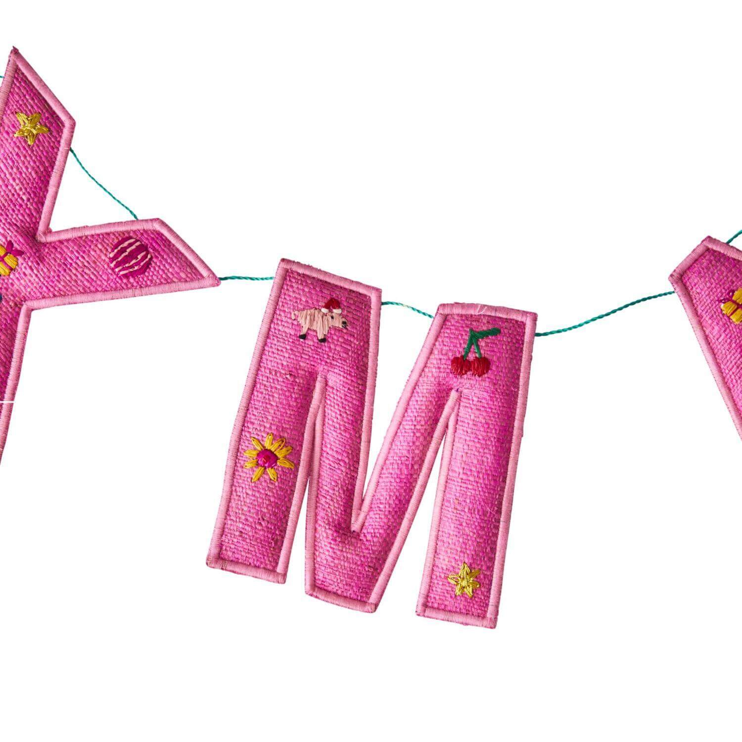 Weihnachtsgirlande "HAPPY XMAS" (Pink)