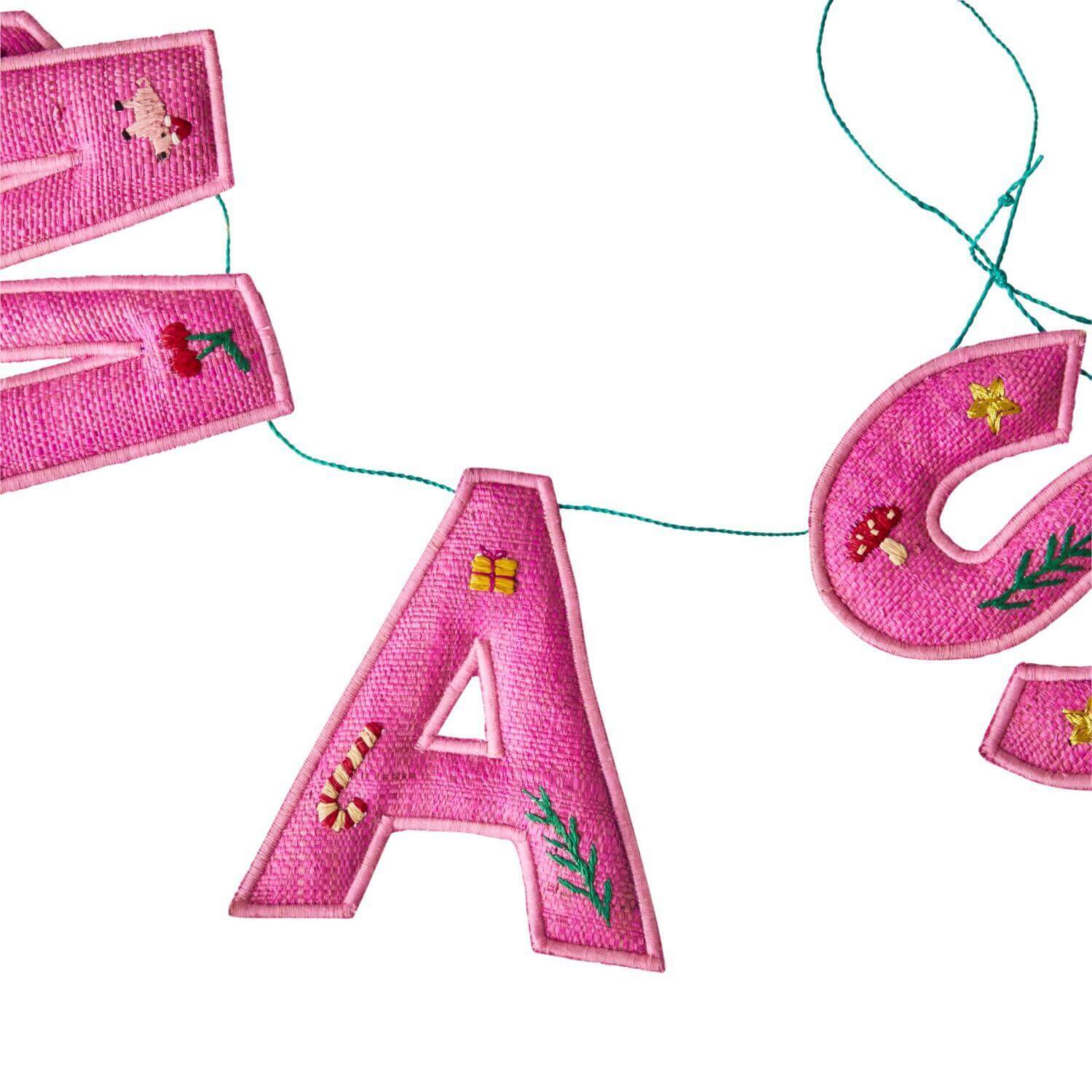 Weihnachtsgirlande "HAPPY XMAS" (Pink)