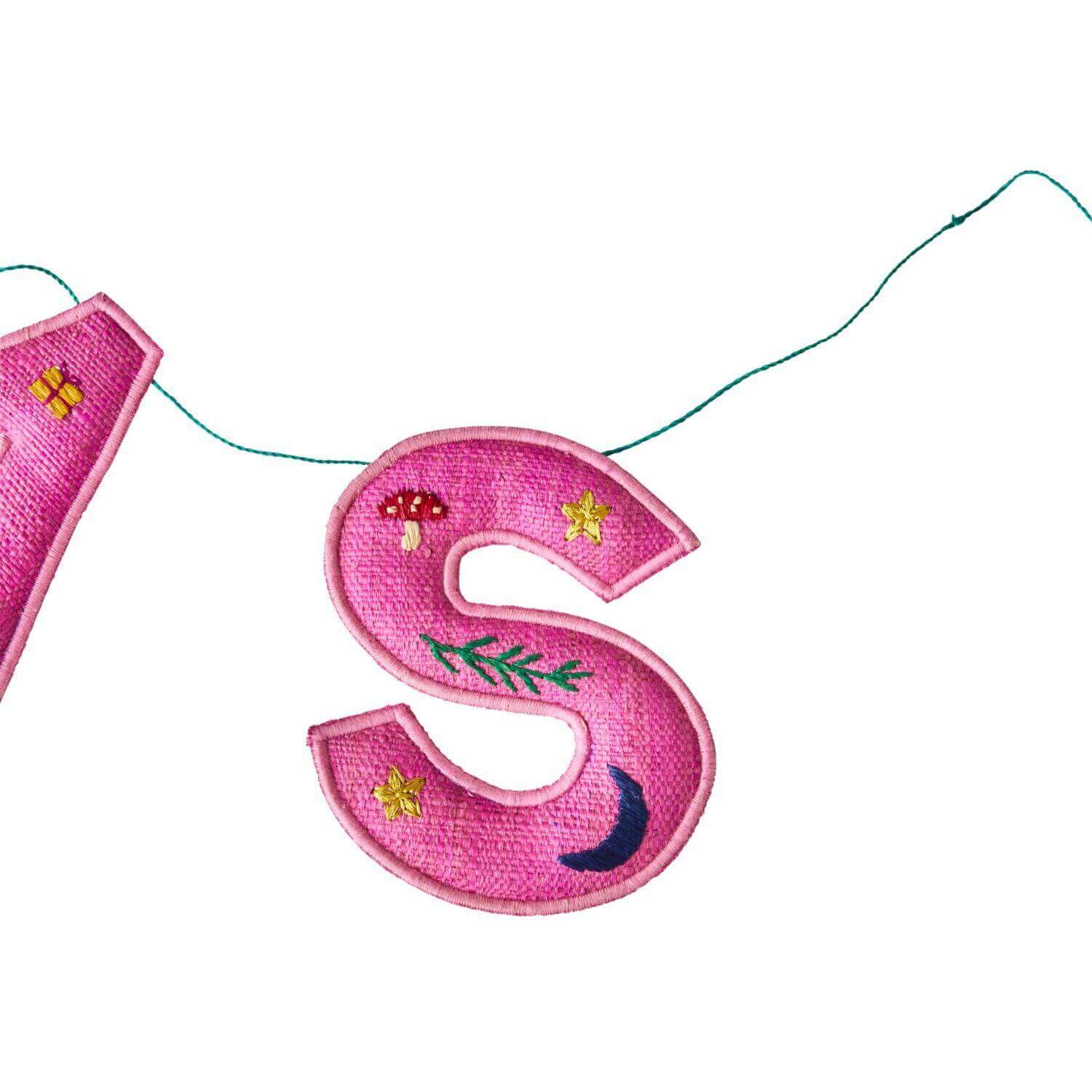 Weihnachtsgirlande "HAPPY XMAS" (Pink)