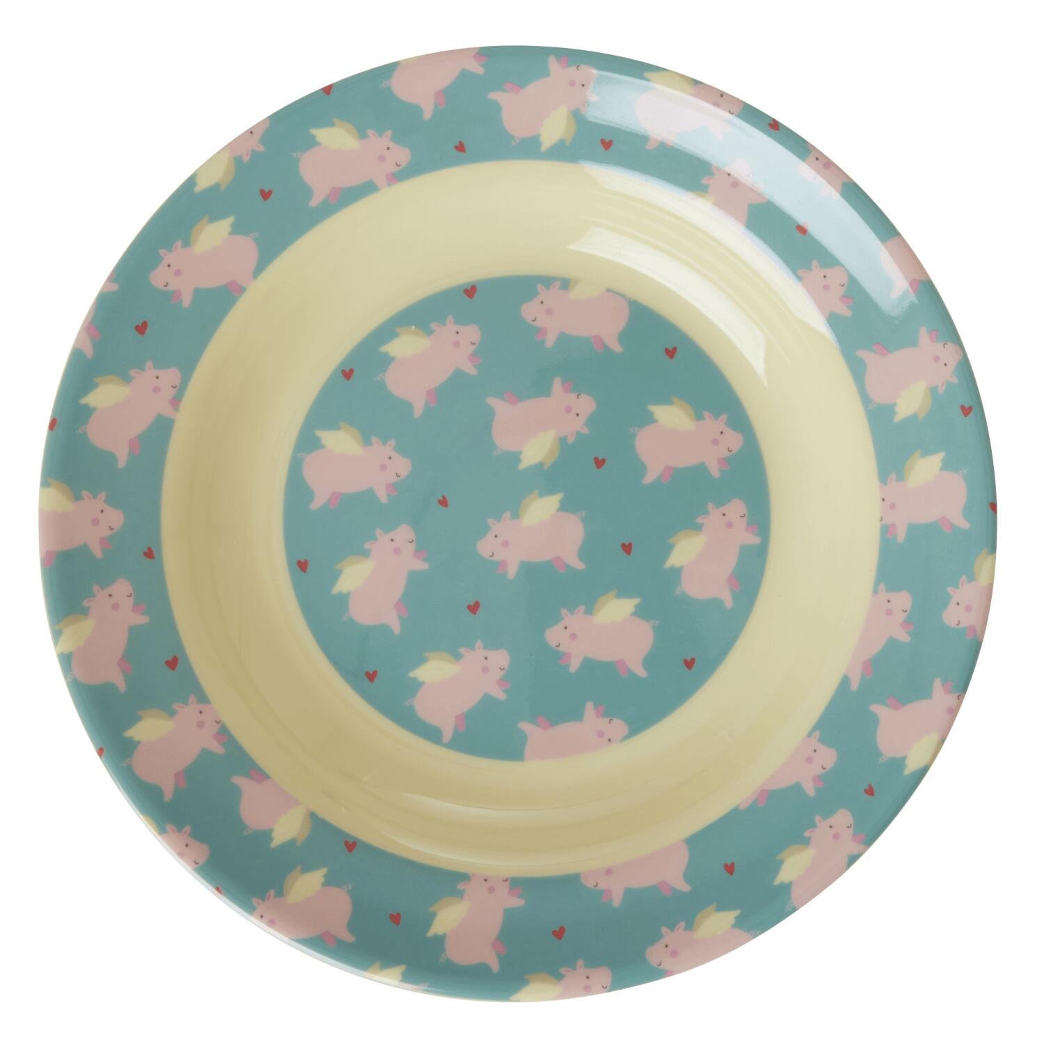 Melamin Kinderschale "Flying Pig" - 20 cm (Bunt)