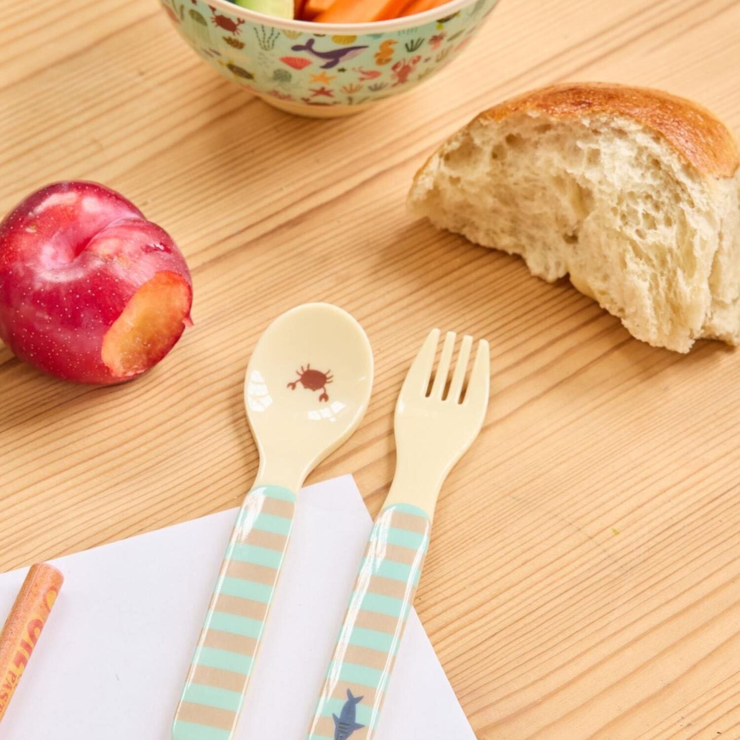 Kinderbesteck "Blue Ocean" - 14x3,5x1 cm (Blau)