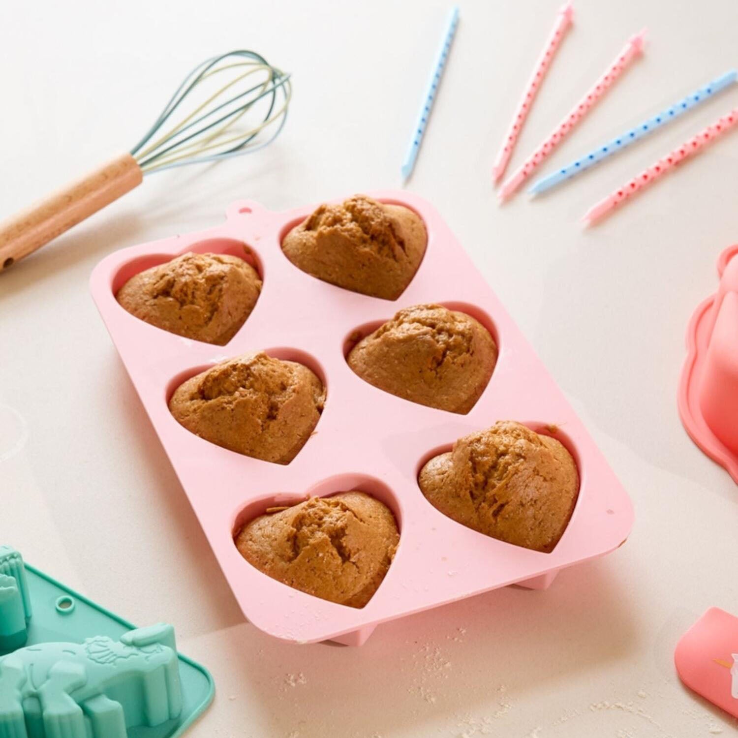 Silikonbackform im 6er-Set "Hearts" (Soft Pink)