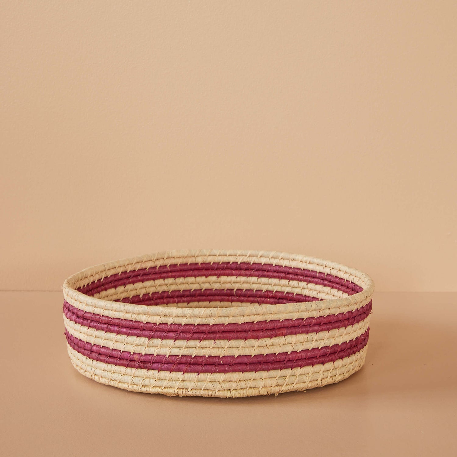 Korb "Raffia - Stripes" - L (Aubergine) Rice