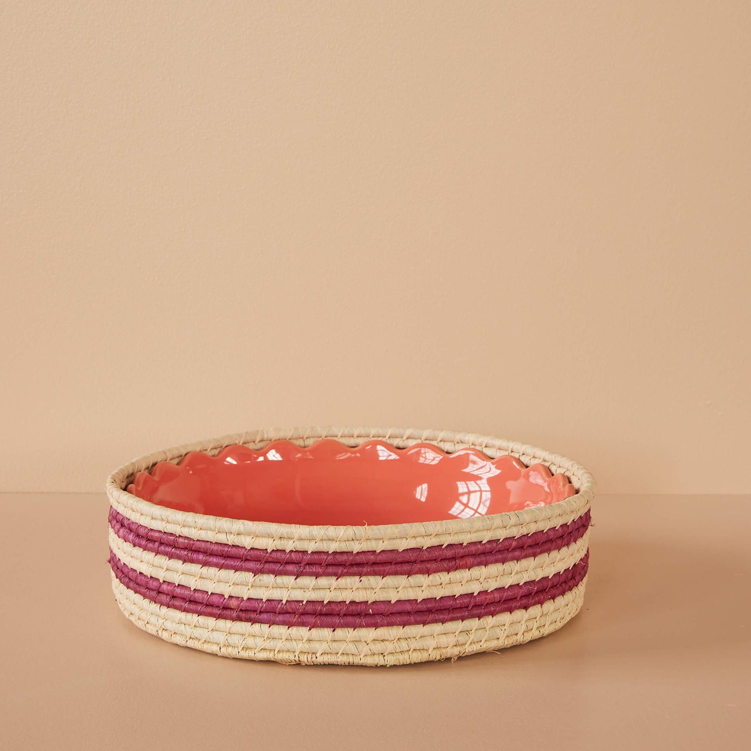 Korb "Raffia - Stripes" - L (Aubergine) Rice