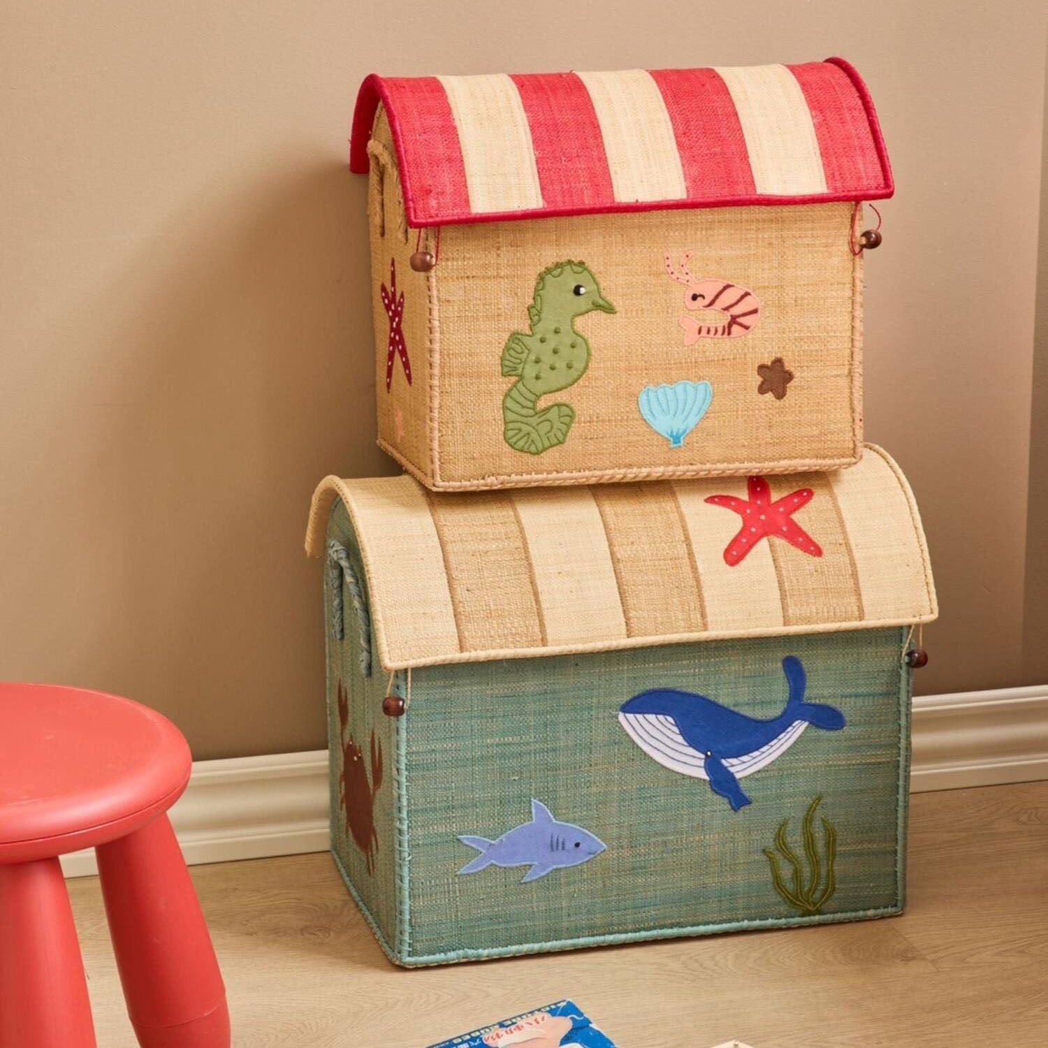 Spielzeugkiste "Raffia - Ocean Theme" - M (Bunt) Rice