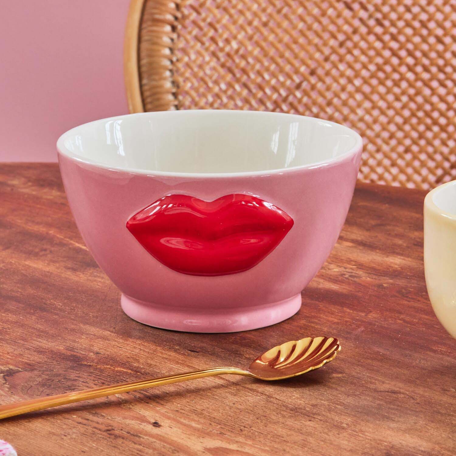 Schüssel "Embossed Lips" - 600 ml (Pink/Rot) Rice