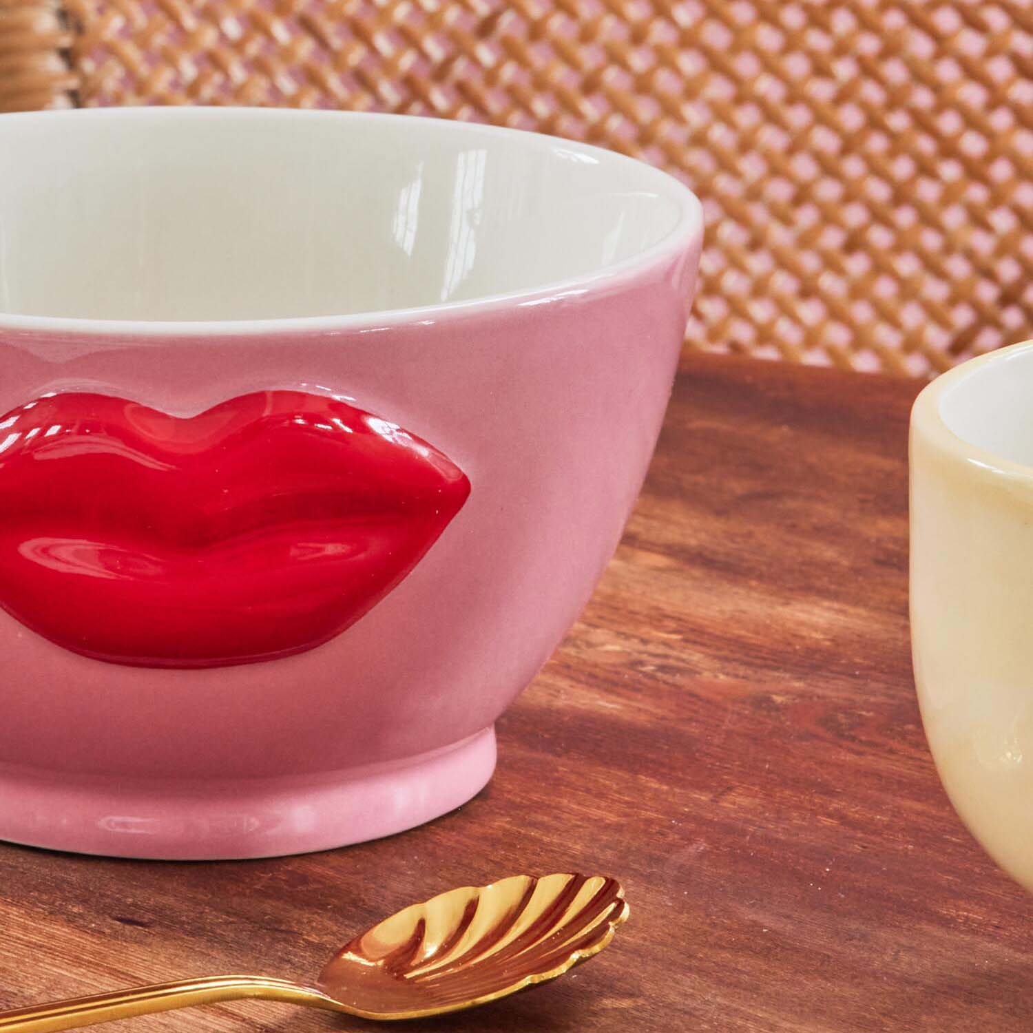 Schüssel "Embossed Lips" - 600 ml (Pink/Rot) Rice
