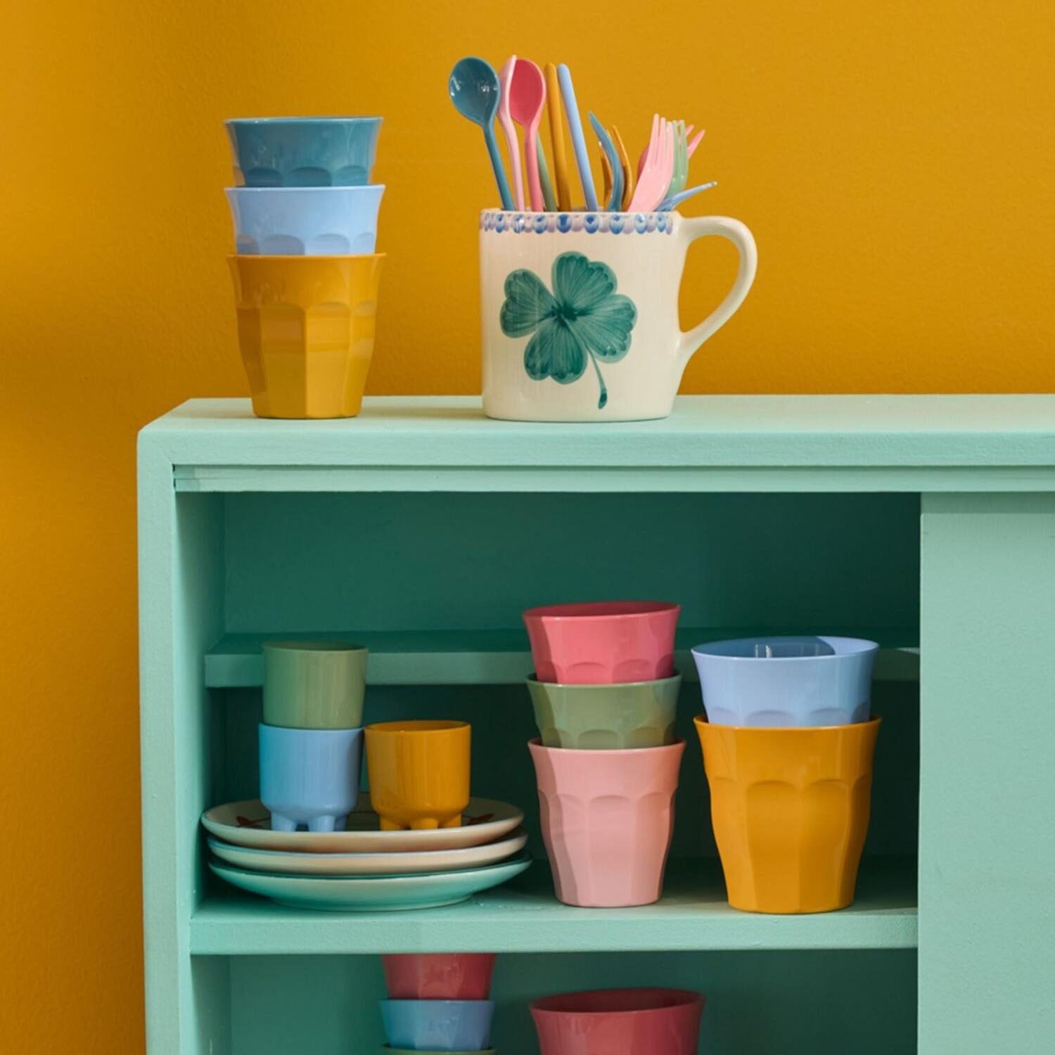 Melamin Becher "All You Need is Love and…" im 6er-Set - M (Bunt)