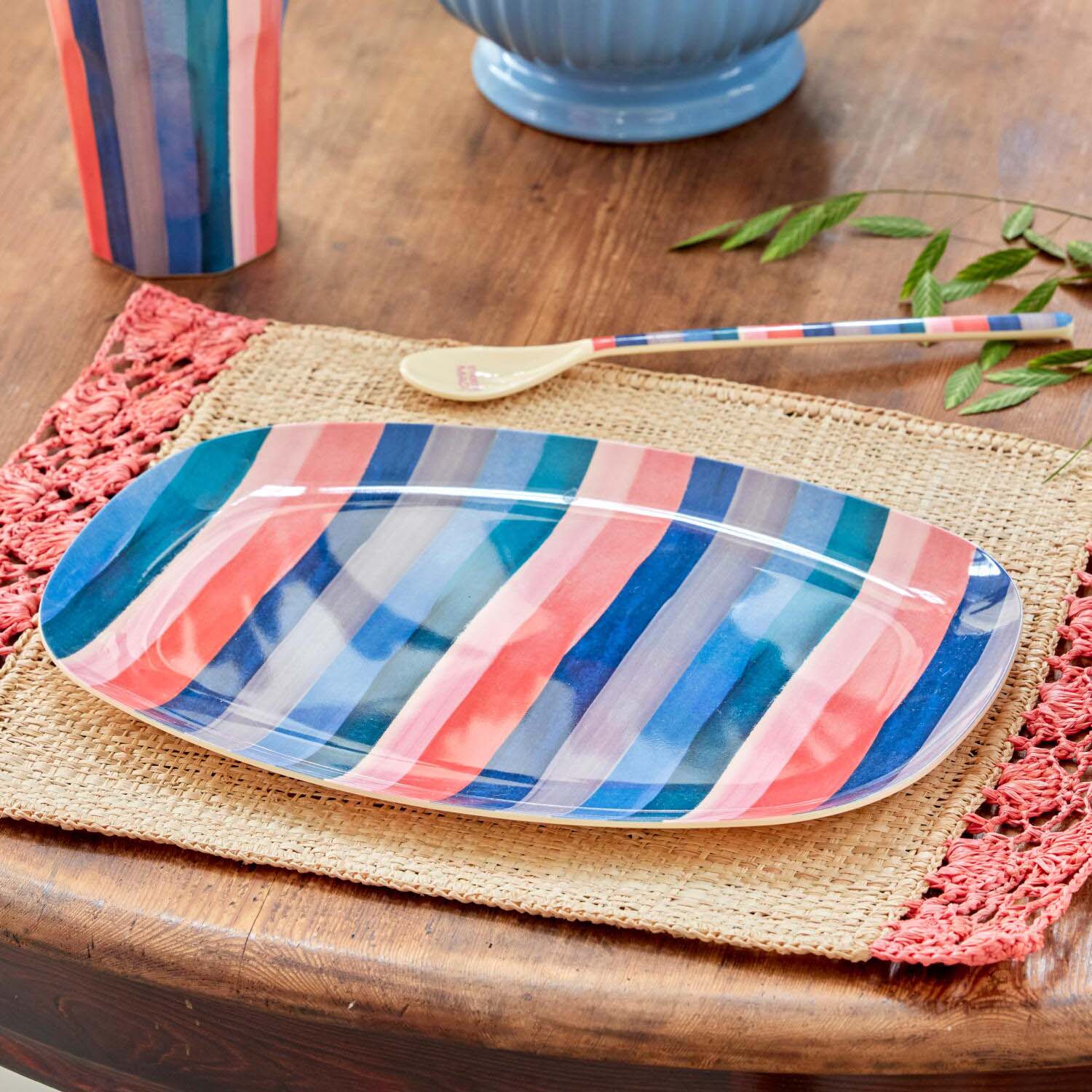 Melamin Platte rechteckig "N.Y. Stripe" (Bunt) Rice