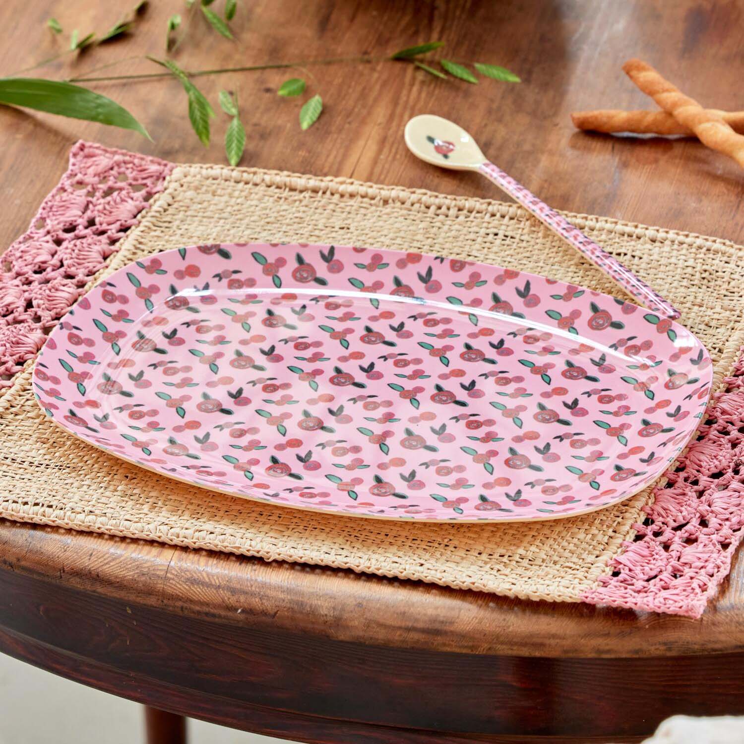 Melamin Platte rechteckig "A Rose is A Rose" (Bunt) Rice