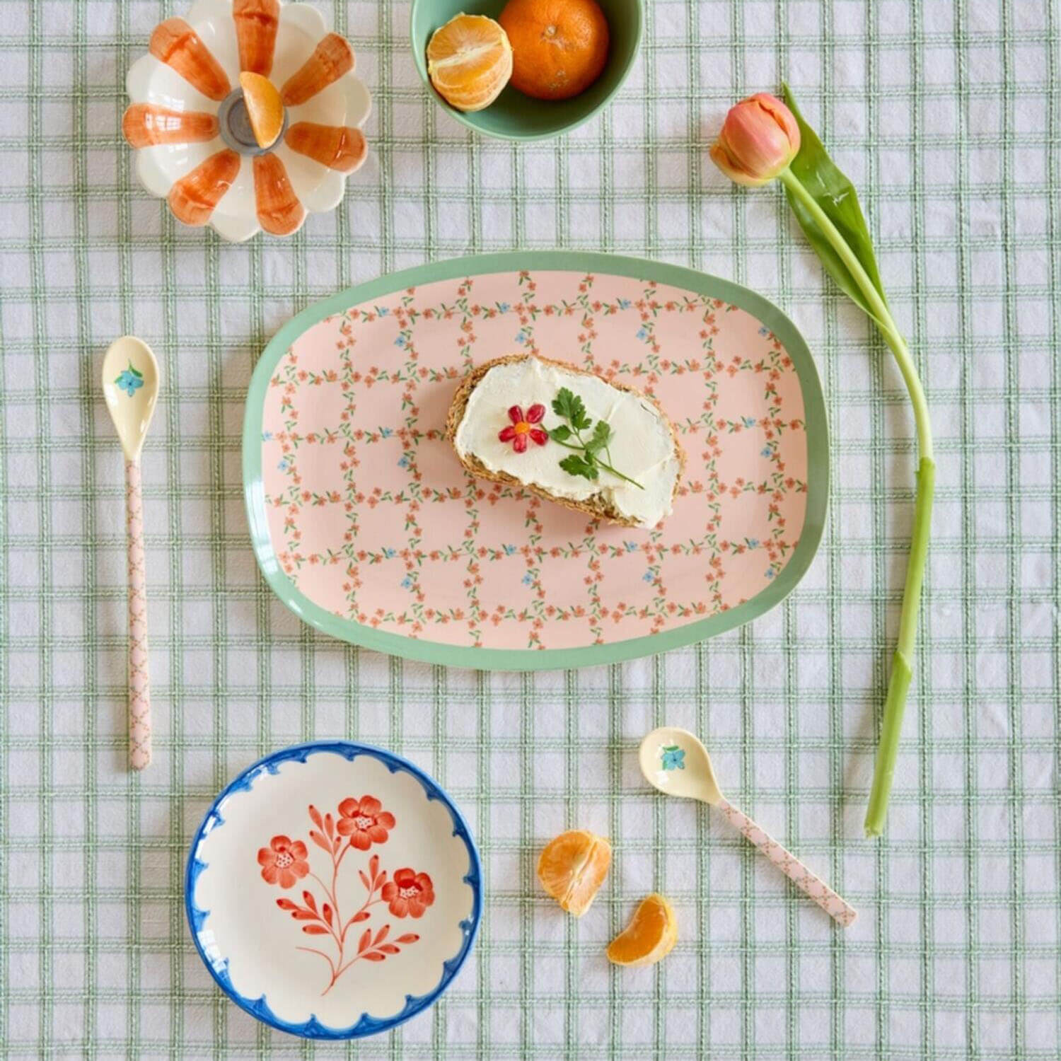 Melamin Platte rechteckig "Checkered Stencil" - 30x22 cm (Bunt)