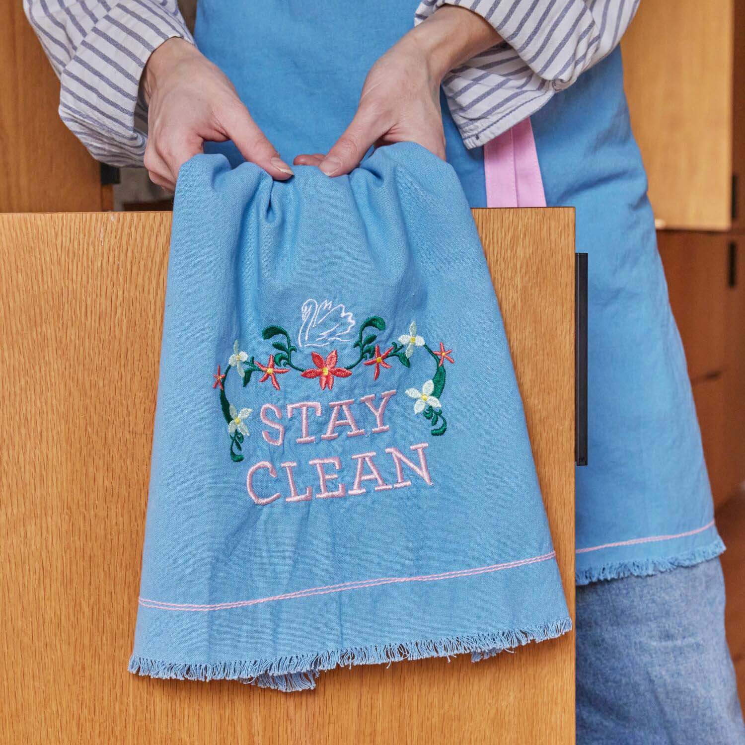 Geschirrtuch "Stay Clean" - 50x50 cm (Blau)
