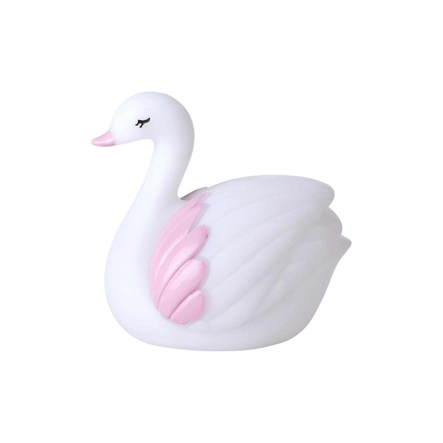 LED Licht "Swan" - 8,5x7,5x9 cm (Weiß/Rosa)