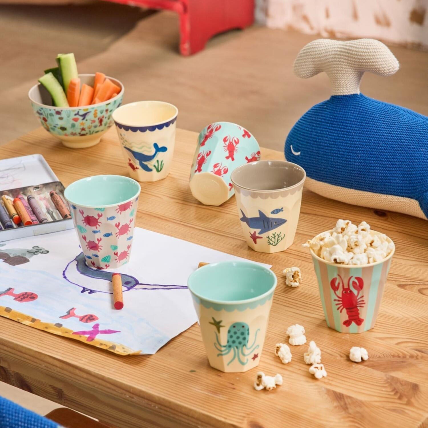 Melamin Becher "Blue Ocean" im 6er-Set - S (Blau)