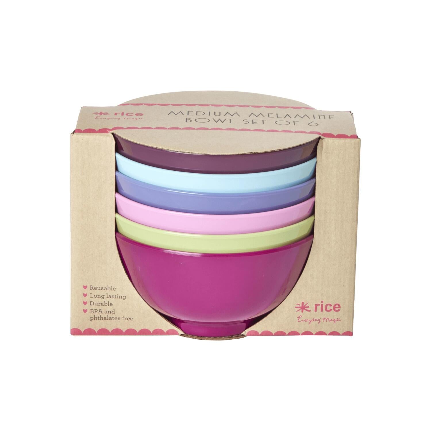 Melamin Schalen im 6er-Set in Geschenkbox - M (Bunt)
