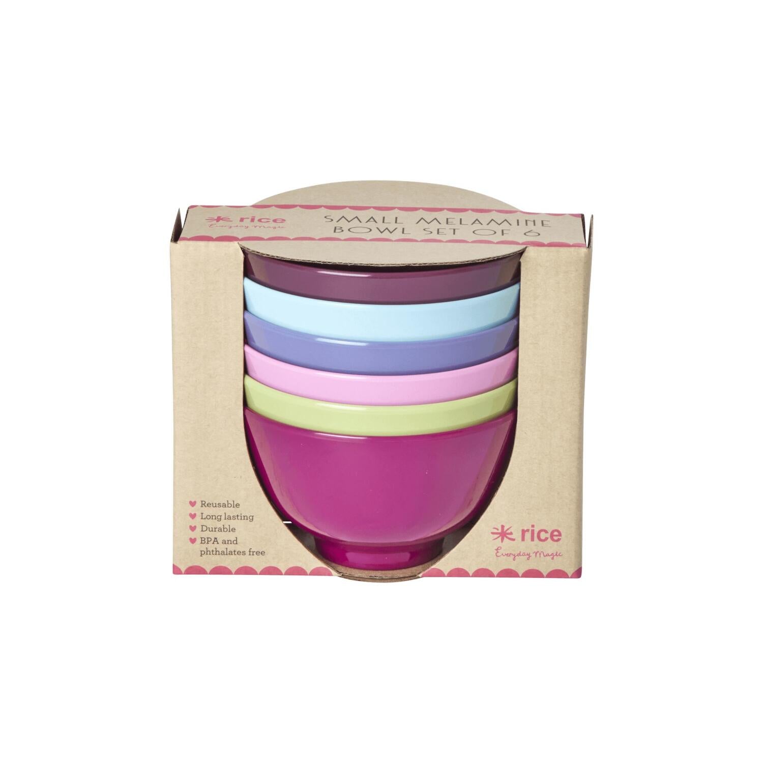 Melamin Schalen im 6er-Set in Geschenkbox - S (Bunt)