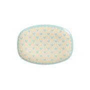 Melamin Platte rechteckig "Favorite Hearts" - S (Dark Mint) Rice